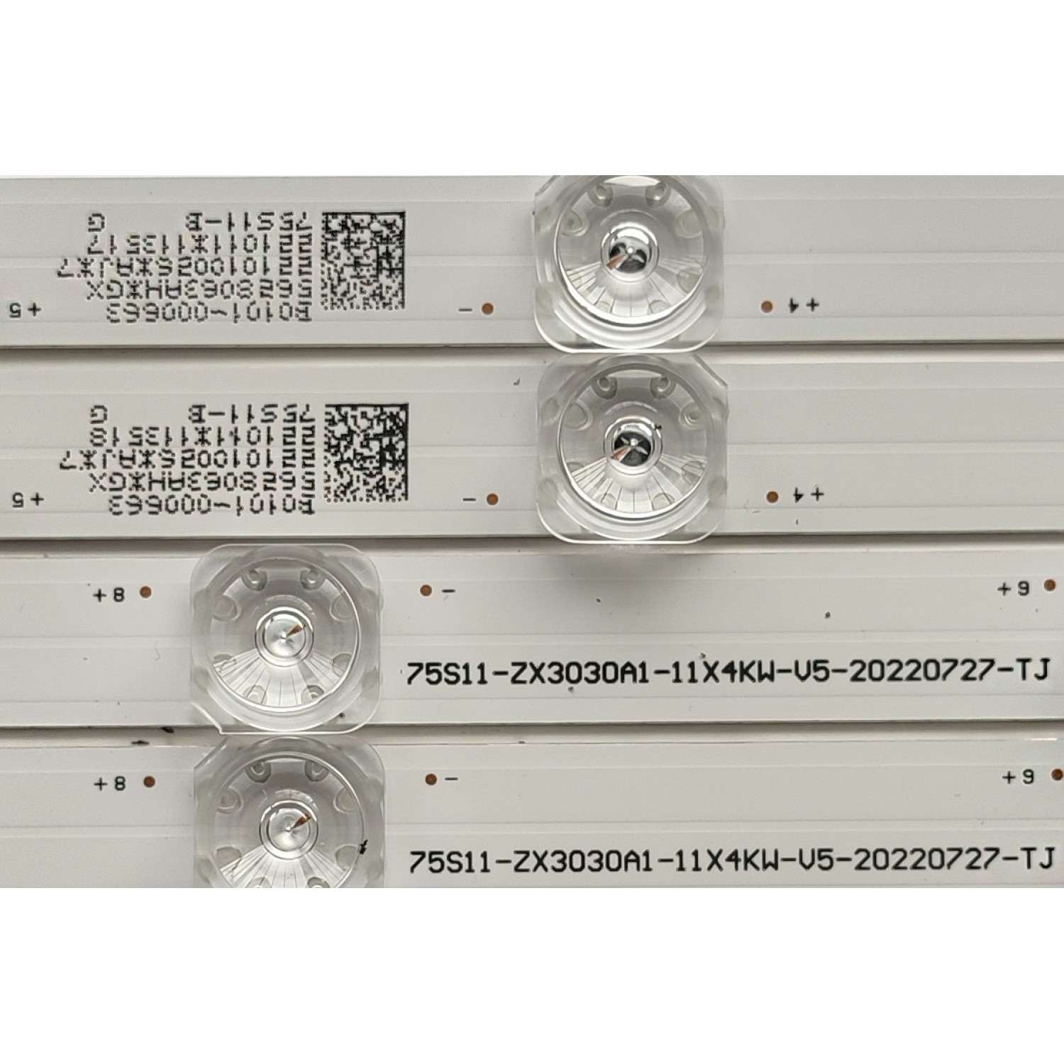 KIT DE LEDS ORIGINAL PARA TV TCL 6 PIEZAS / NUMERO DE PARTE 75S11-ZX3030A1-11X4KW-V5-20220727-TJ / B0101-000662 / B0101-000663 / 75S11-ZX3030B1-12X2KW-V4-20220727-TJ / 5628063AH / MODELO 75S455 - Imagen 3