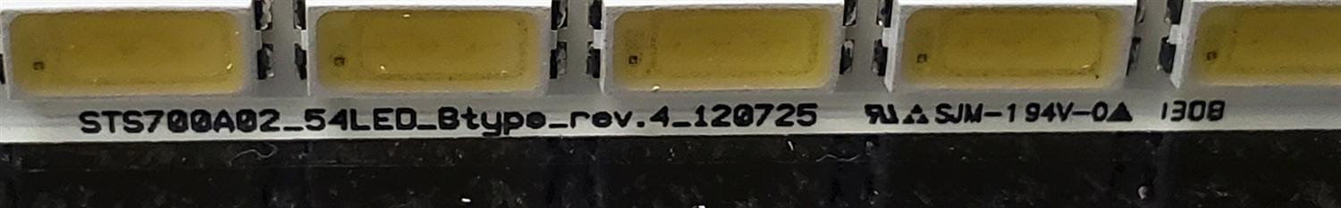 KIT DE LED'S PARA MONITOR SMART® ((2 PIEZAS)) / NUMERO DE PARTE STS700A02_54LED_ATYPE_REV.4_120725 / STS700A02_54LED_BTYPE_REV.4_120725 / LJ64-03750A / I030719A0 / BN61-17499A002 / PANEL LTI700HA02 / MODELO SBID8070I-G4 / ((MEDIDAS 88CM x 28CM)) - Imagen 4