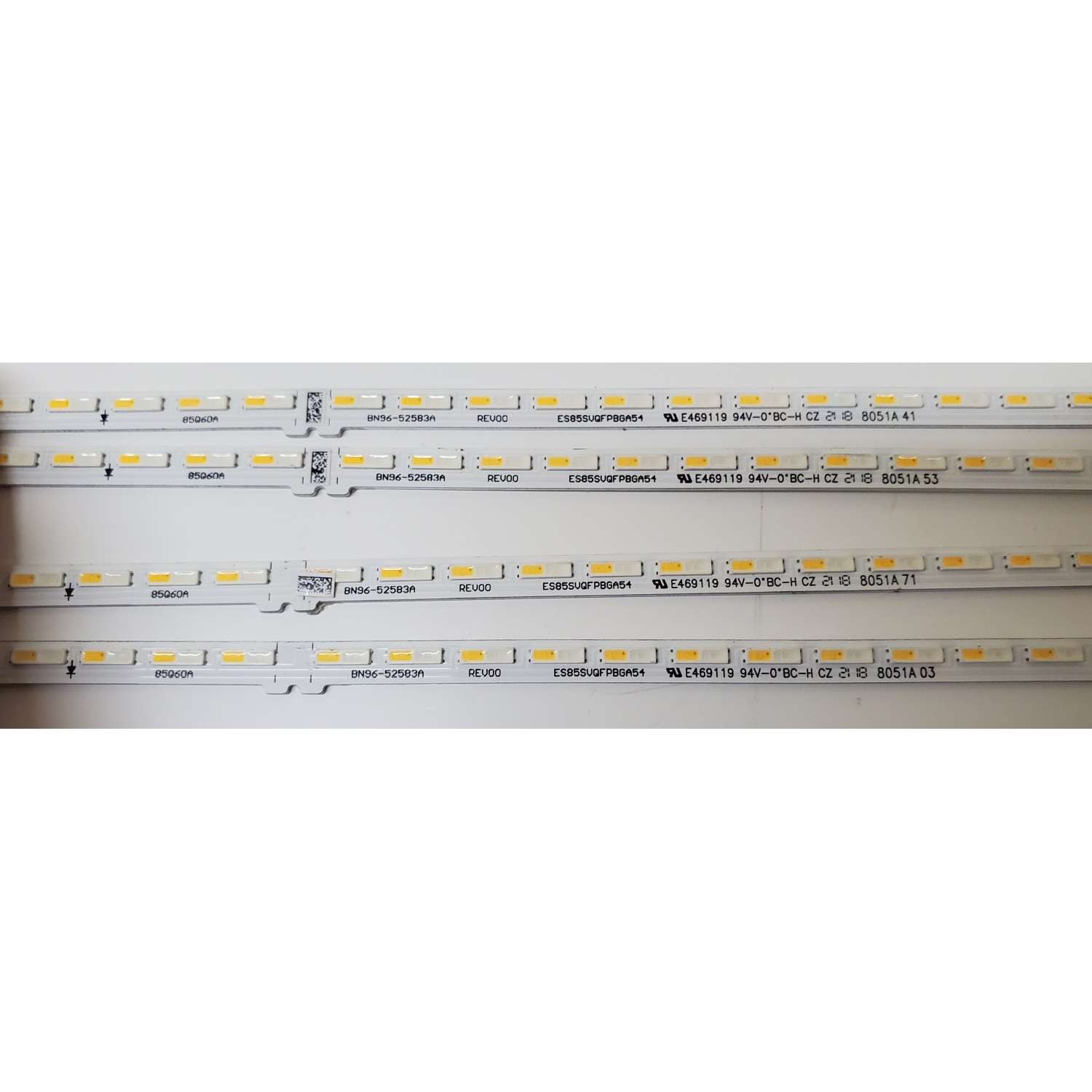 KIT DE LED'S PARA TV SAMSUNG QLED ((4 PIEZA)) / NUMERO DE PARTE BN96-52583A / ES85SVQFPBGA54 / 85Q60A / BN61-17500A / BN96-52583A REV00 ES85SVQFPBGA54 / MODELOS UE85AU8000 / UN85AU800D / QN85LS03 / QN85Q70 - Imagen 2