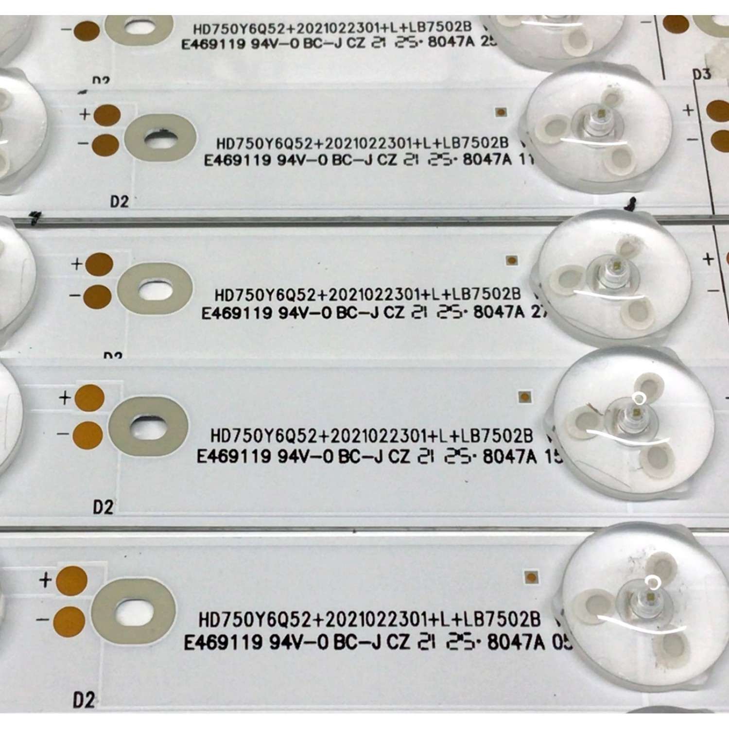 KIT DE LED'S PARA TV HISENSE (30 PIEZAS) / NUMERO DE PARTE LB7502B / HD750Y6Q52+2021022301+L / HD750Y6Q52+2021022301+R / MODELO 75" - Imagen 2