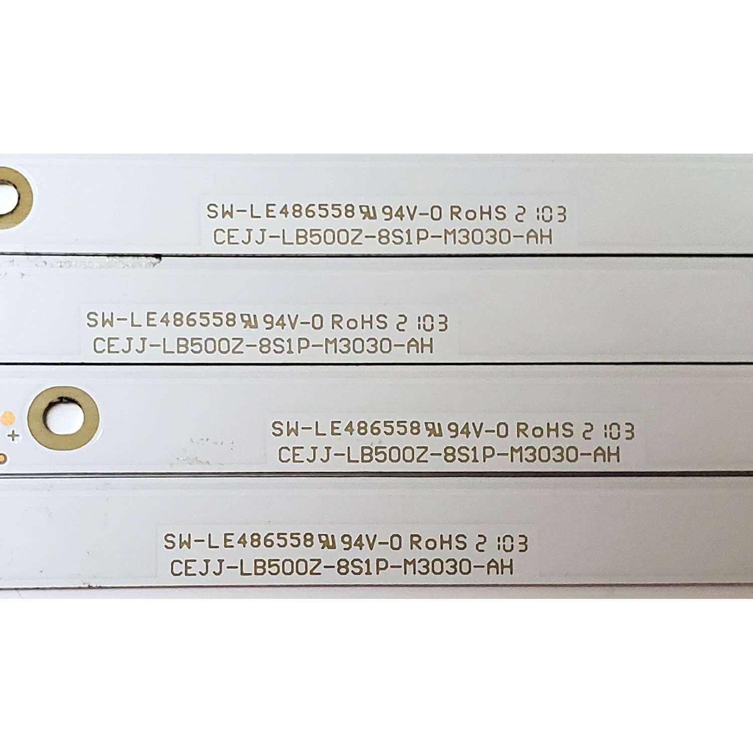 KIT DE LED'S PARA TV INSIGNIA ((4 PIEZAS)) / NUMERO DE PARTE LB500Z / CEJJ-LB500Z-8S1P-M3030-AH / 210BZ08D0B334BLC3K / SW-LE486558 / 211C4A00002X / PANEL TPT500B5 / MODELO NS-50DF710NA21 - Imagen 2