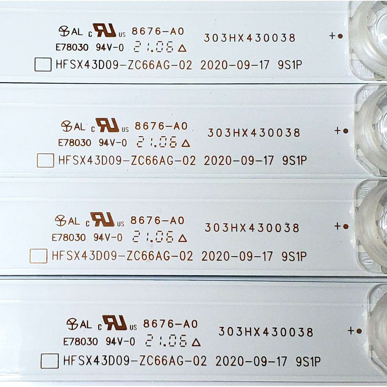 KIT DE LED'S PARA TV VIZIO ((4 PIEZAS)) / NUMERO DE PARTE HFSX43D09-ZC66AG-02 / 303HX430038 / E78030 / 210301NC03 / 2300014375 / HX430M11 / PANEL BOEI430WQ1 / DISPLAY T430QVN03.8 / MODELO M43Q6-J04 / M43Q6-J04 LBVAG5KX - Imagen 4