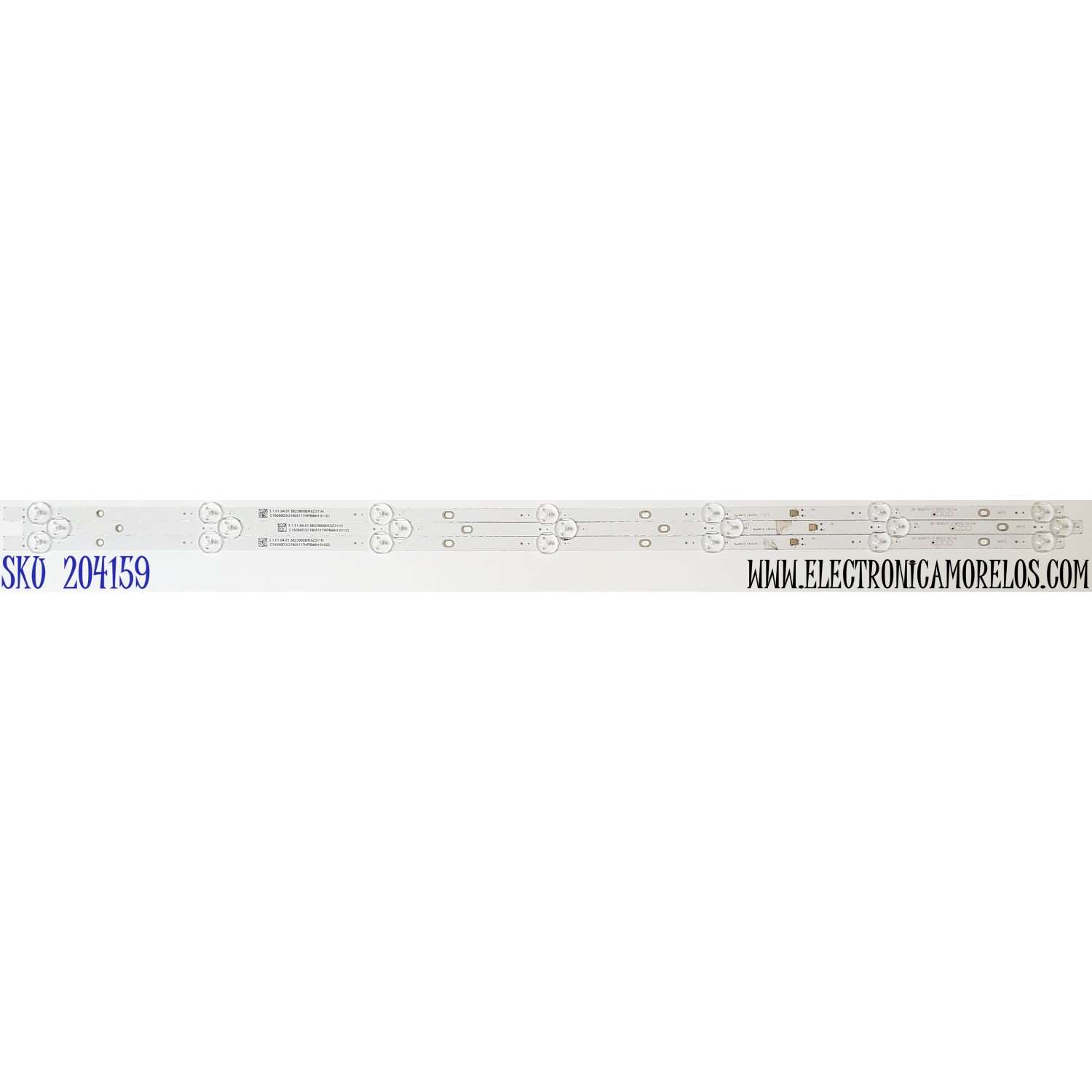 KIT DE LED'S PARA TV SEIKI ((3 PIEZAS)) / NUMERO DE PARTE ZN-385K07C-3 / C15000D3G1905117HPB66H / 58239008 / ZN-385K07C-3 90522 V2.1-0H / PANEL LC390TA1A / MODELOS SC-39HS950N / TE4019BP