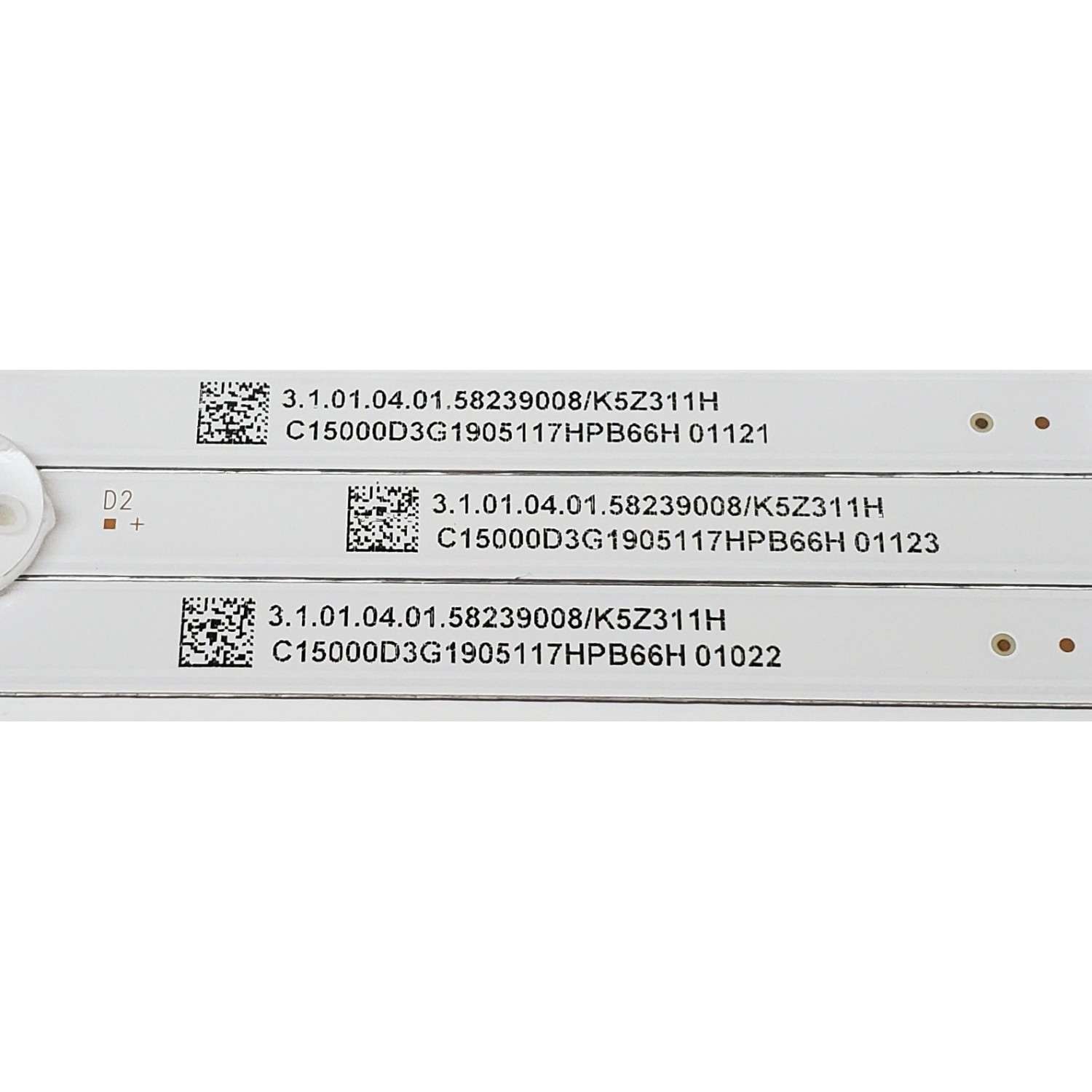 KIT DE LED'S PARA TV SEIKI ((3 PIEZAS)) / NUMERO DE PARTE ZN-385K07C-3 / C15000D3G1905117HPB66H / 58239008 / ZN-385K07C-3 90522 V2.1-0H / PANEL LC390TA1A / MODELOS SC-39HS950N / TE4019BP - Imagen 2