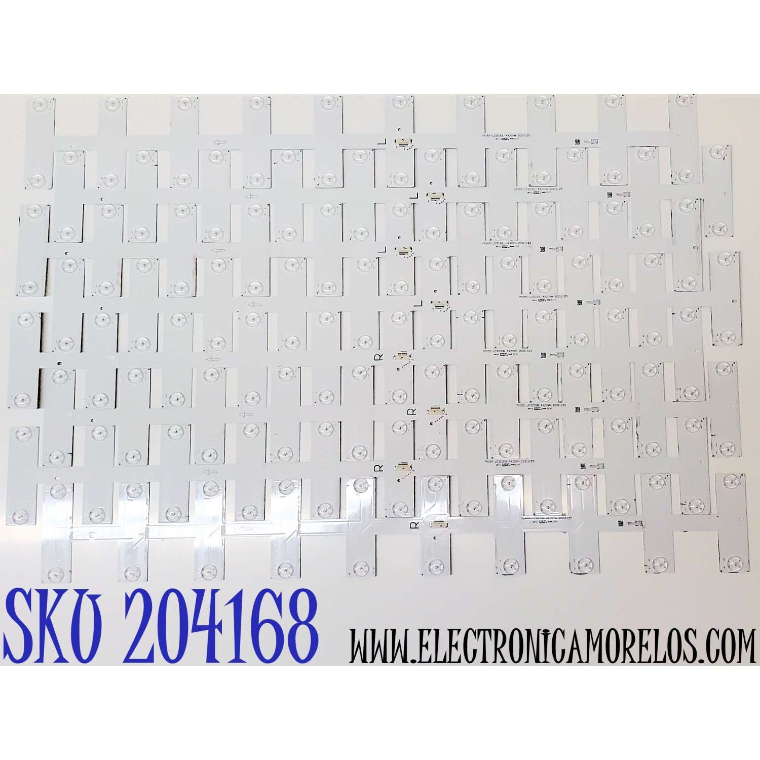KIT DE LED'S PARA TV TCL ((8 PIEZAS)) / NUMERO DE PARTE 75S55-LD3030L-4X20YH-20211123 / 75S55-LD3030R-4X20YH-20211123 / B0101-000371 / B0101-000372 / 221104-12W94 / 828577 / 828596 / E496757 / DISPLAY ST7461D03-2 / MODELO 75S555