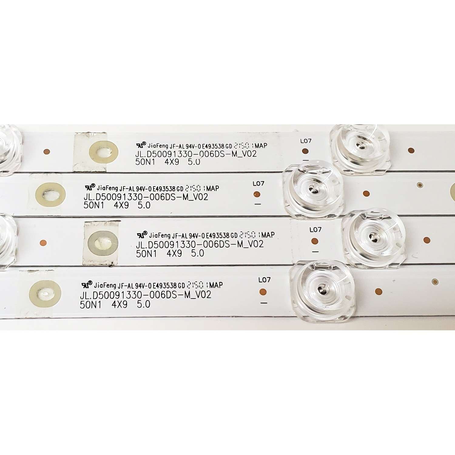 KIT DE LED'S PARA TV SANSUI ((4 PIEZAS)) / NUMERO DE PARTE JL.D5009133-006DS-M_V02 / 30805JF050N10Z02 / 190LM E4 3.0-3.2V / PANEL CX500DLEDM / DISPLAY CV500U2-T01 / MODELO SMX50T1UN - Imagen 2