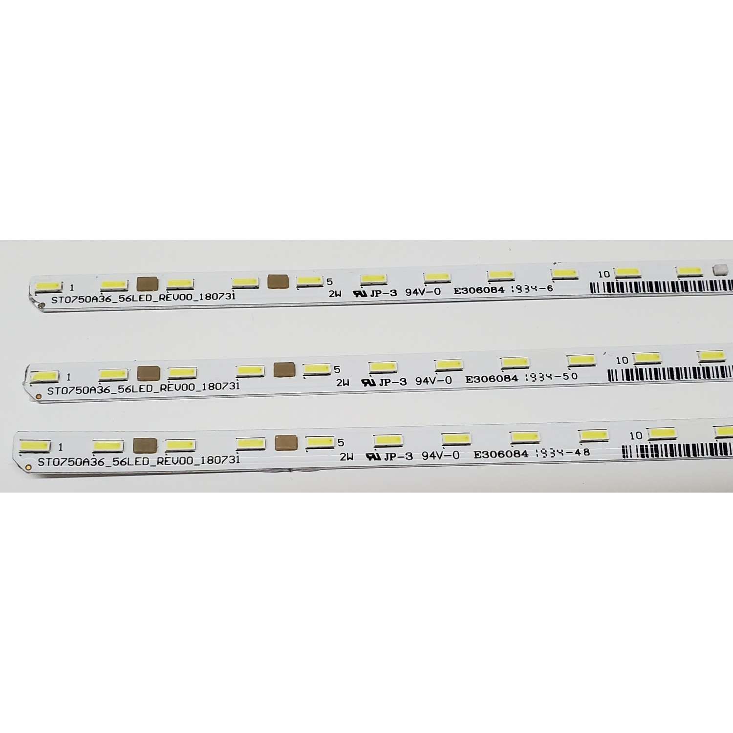 KIT DE LED'S PARA TV SONY ((3 PIEZAS)) / NUMERO DE PARTE STO750A36 / ST0750A36 / STO750A36_56LED_REV00_180731 / 734.05101.0001 / 056380560131S / V750QWME02 / MODELOS XBR-75X850G / XBR-75X850F / KD-75XG8505 / KD-75XG8596 / KD-75XF8596 - Imagen 4