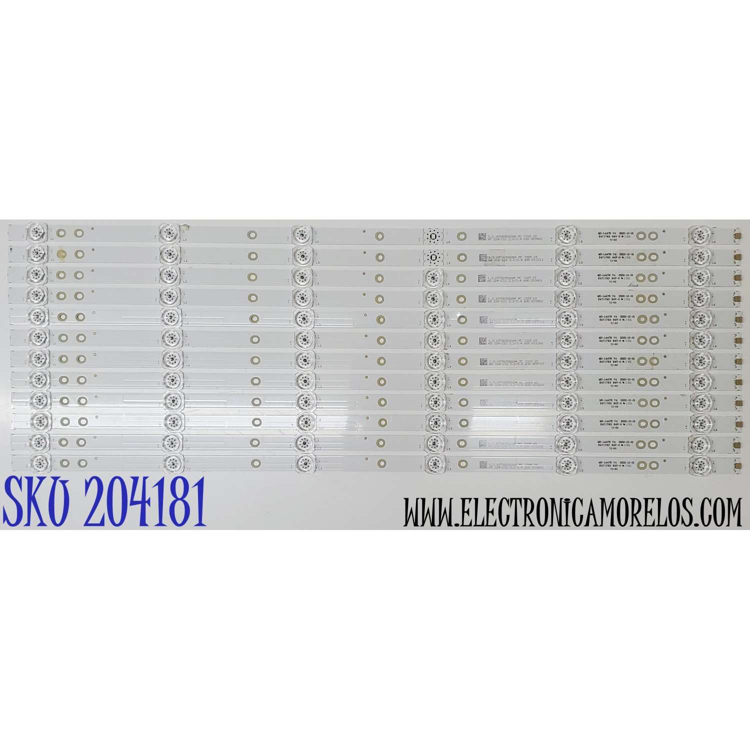 KIT DE LEDS ORIGINAL PARA TV EVL 12 PIEZAS / NUMERO DE PARTE MS-L4478 / MS-L4478 V4 / MS-L4478 V3 / 1.3.10706500284 / 1.3.10706500284 MC / E471763 / PANEL G650BD1QUB-19 / MODELO 65NE6900 / 65EVLS4