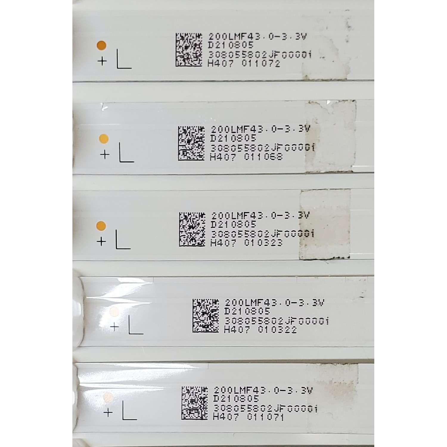 KIT DE LED'S PARA TV QUASAR ((10 PIEZAS)) / NUMERO DE PARTE JL.D58051330-006DS-M_V01 / 200LMF43.0-3.3V / 308055802JF00001 / D210805 / E479275 / 58V6 / PANEL CX580DLEDM / DISPLAY CV580U2-T01 / MODELO Q58USE1 - Imagen 3