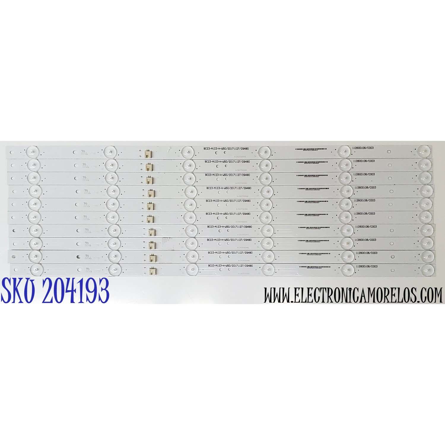 KIT DE LED'S PARA TV ELEMENT ((10 PIEZAS)) / NUMERO DE PARTE A-CNCF55D946 / 112600106/C003 / 3088TB7D423123H5008626 / BC23-M123-H-W50/20171127/29480 / PANEL T550-V35-DLED / MODELO E4SFT5517