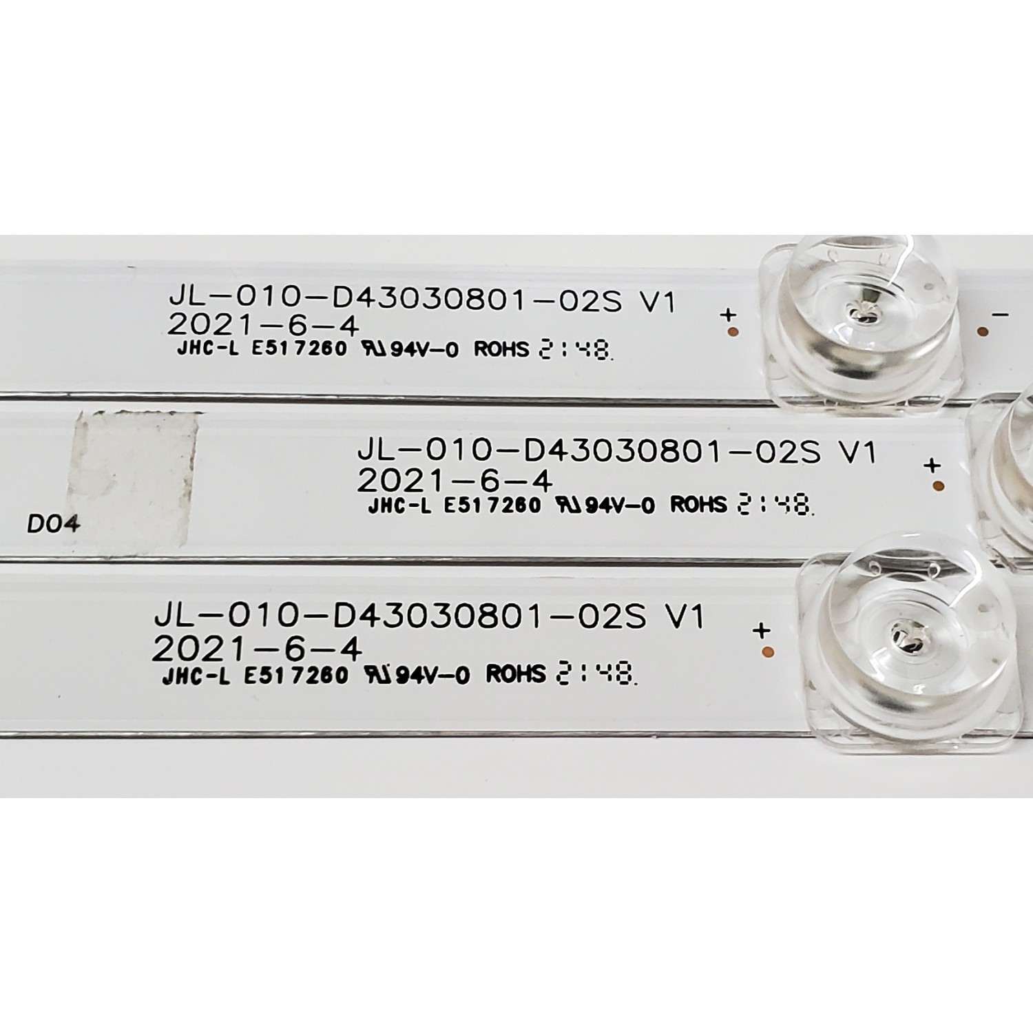 KIT DE LED'S PARA TV WINIA ((3 PIEZAS)) / NUMERO DE PARTE JL-010-D43030801-02S V1 / AE03043N080309 / Y166L05J / JHC-L E517260 / PANEL LC430EQY (SN)(A2) / MODELO U43B9000QN - Imagen 2
