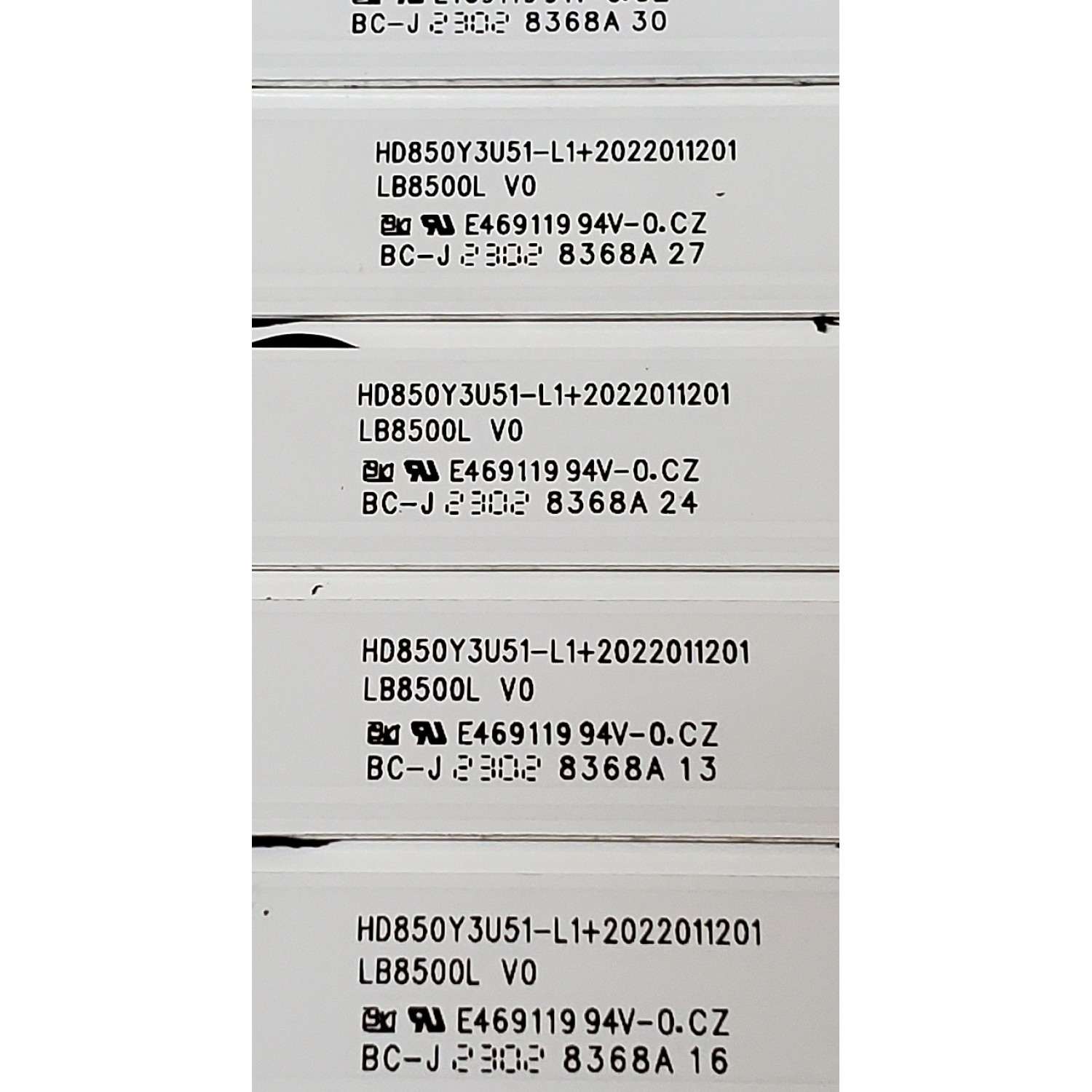 KIT DE LED'S PARA TV HISENSE ((16 PIEZAS)) / NUMERO DE PARTE LB8500L V0 / HD850Y3U51-L1+2022011201 / 1274509 / LB8500L / HD850Y3U51-L1 / 2022011201 / E469119 / 8368A / PANEL HD850Y3U51-L1M1 / MODELOS 85A6H / 85A7H - Imagen 2