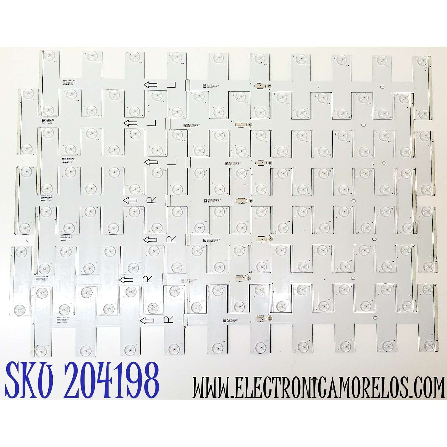 KIT DE LED'S PARA TV TCL ((7 PIEZAS)) / NUMERO DE PARTE 65HR330M20A0 V1 / 65HR330M20B0 V1 / 65S55 B 20*4-B01 / 65S55 A 20*3-B01 / HBH-L2 / E493461 / LG8B05U1B / B0101-000373 / B0101-000374 / DISPLAY ST6451D06-3 / MODELO 65S555