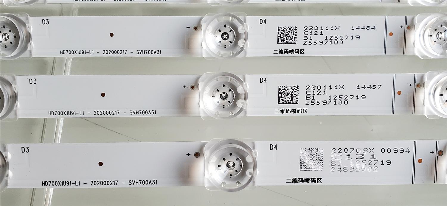 KIT DE LED'S ((NUEVOS)) PARA TV HISENSE ((8 PIEZAS)) / NUMERO DE PARTE CRH-BX70X1U913030T080902H-REV1.2 / HD700X1U91-L1 / 202000217 / SVH700A31 / 1252719 / PANEL HD700X1U91-L1 / CV700U2-T01 / MODELOS 70A6H / 70A6G / 70A65H / 70A61G / 70A6G3 / 70H6570G - Imagen 3