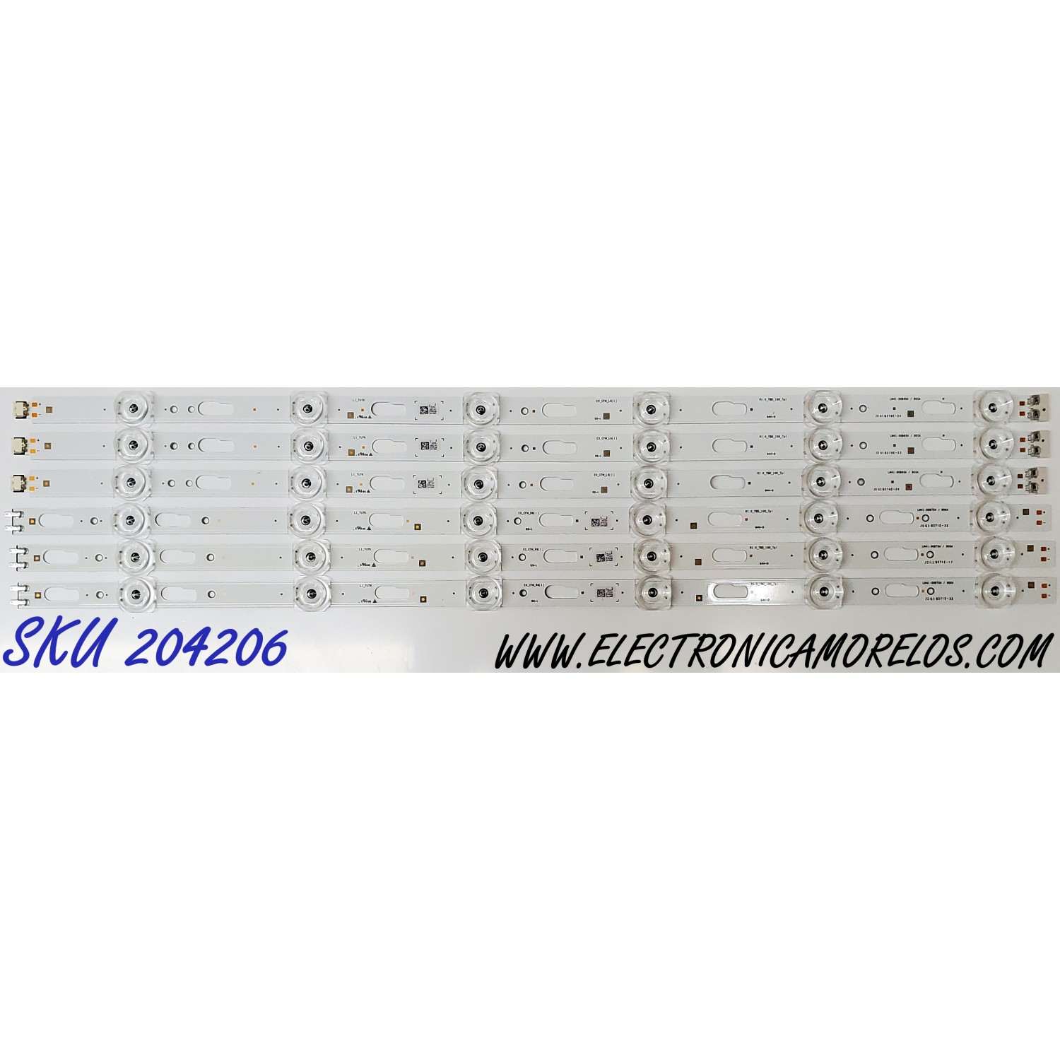 KIT DE LED'S PARA TV SAMSUNG ((6 PIEZAS)) / NUMERO DE PARTE BN96-50317A / BN96-50318A / E0_CFM_L6(1) / E0_CFM_R6(1) / R1.0_TBD-100_7pi / LM41-00869A / 905A / LM41-00870A / 906A / MODELO UN50TU8000 / UN50TU8000FXZA AB04