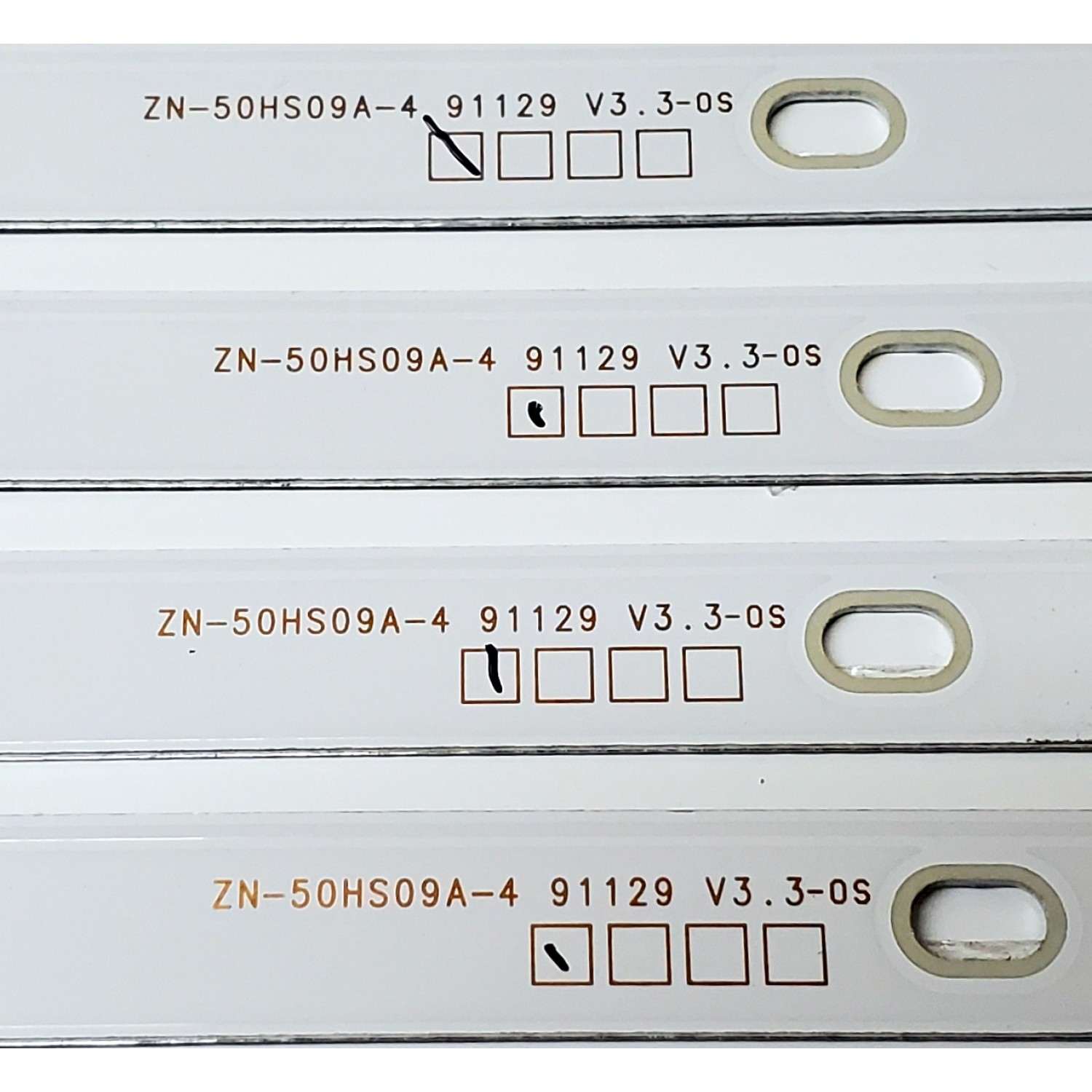 KIT DE LED'S PARA TV ELEMENT ((4 PIEZAS)) / NUMERO DE PARTE ZN-50HS09A-4 / ZN-50HS09A-4 91129 V3.3-0S / E177671 / C20100Y7G200602PBA65 / K3Z222E/W02.0150002900-1 / PANEL V500DJ6-QE1 / MODELOS E4SFT5017 P9190 / E4AA50N - Imagen 4