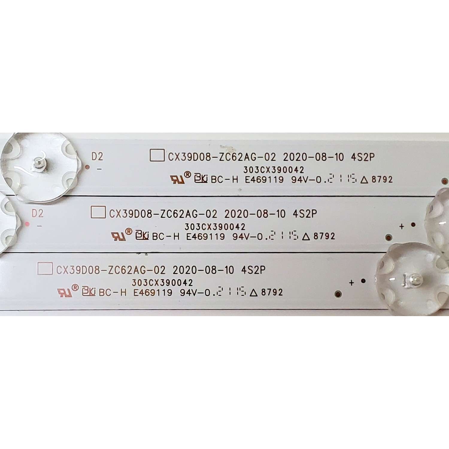 KIT DE LED'S PARA TV SANSUI ((3 PIEZAS)) / NUMERO DE PARTE CX39D08-ZC62AG-02 / 303CX390042 / 2010091025 / CX400M15 / 210517BC08 / 308054001ZC00001 / PANEL CX400DLEDM / DISPLAY V400HJ6-PE1 / MODELO S40P28FN - Imagen 2