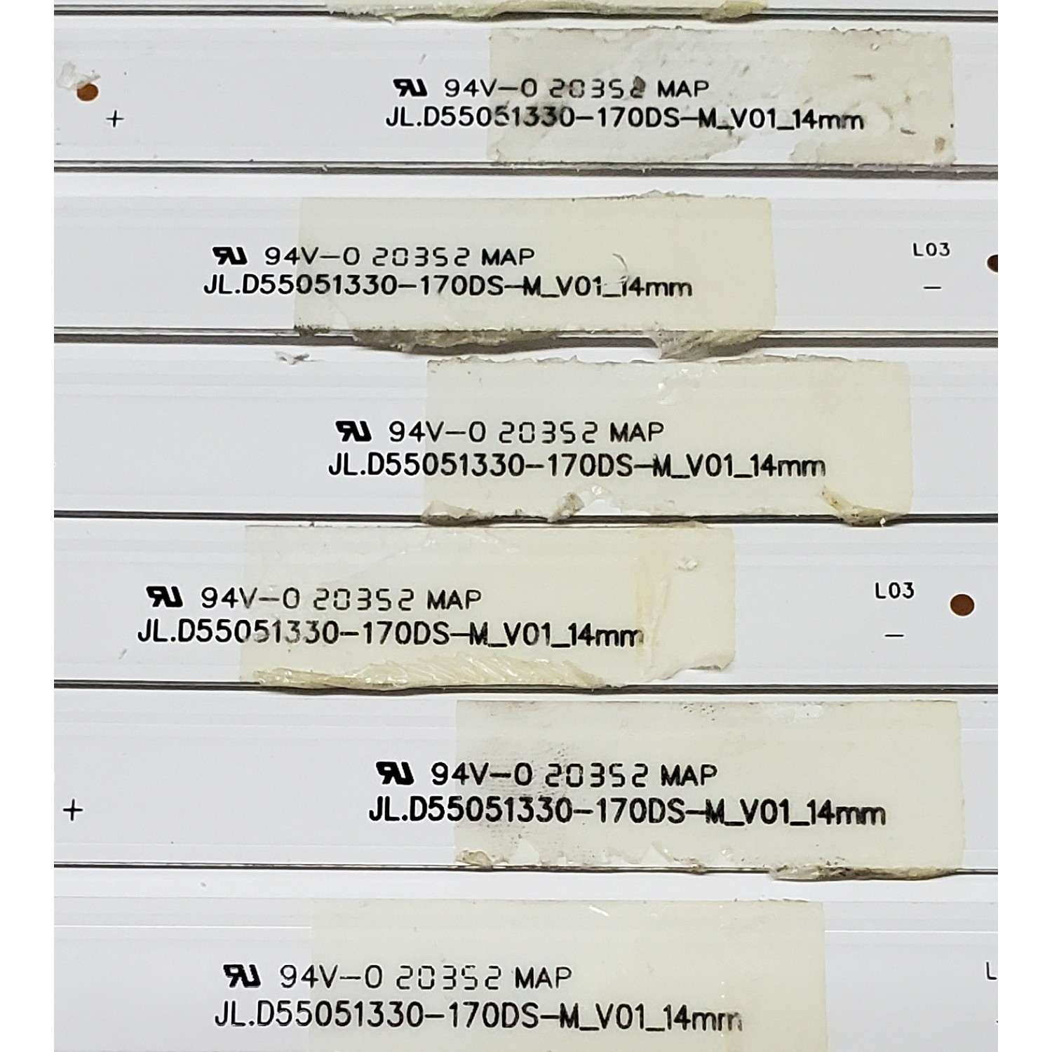 KIT DE LED'S PARA TV POLAROID ((10 PIEZAS)) / NUMERO DE PARTE JL.D55051330-170DS-M_V01_14MM / N200826 / 203-011-0102H / 18BF532 / PANEL LSC550FN11-201 / MODELO 55T7U - Imagen 2