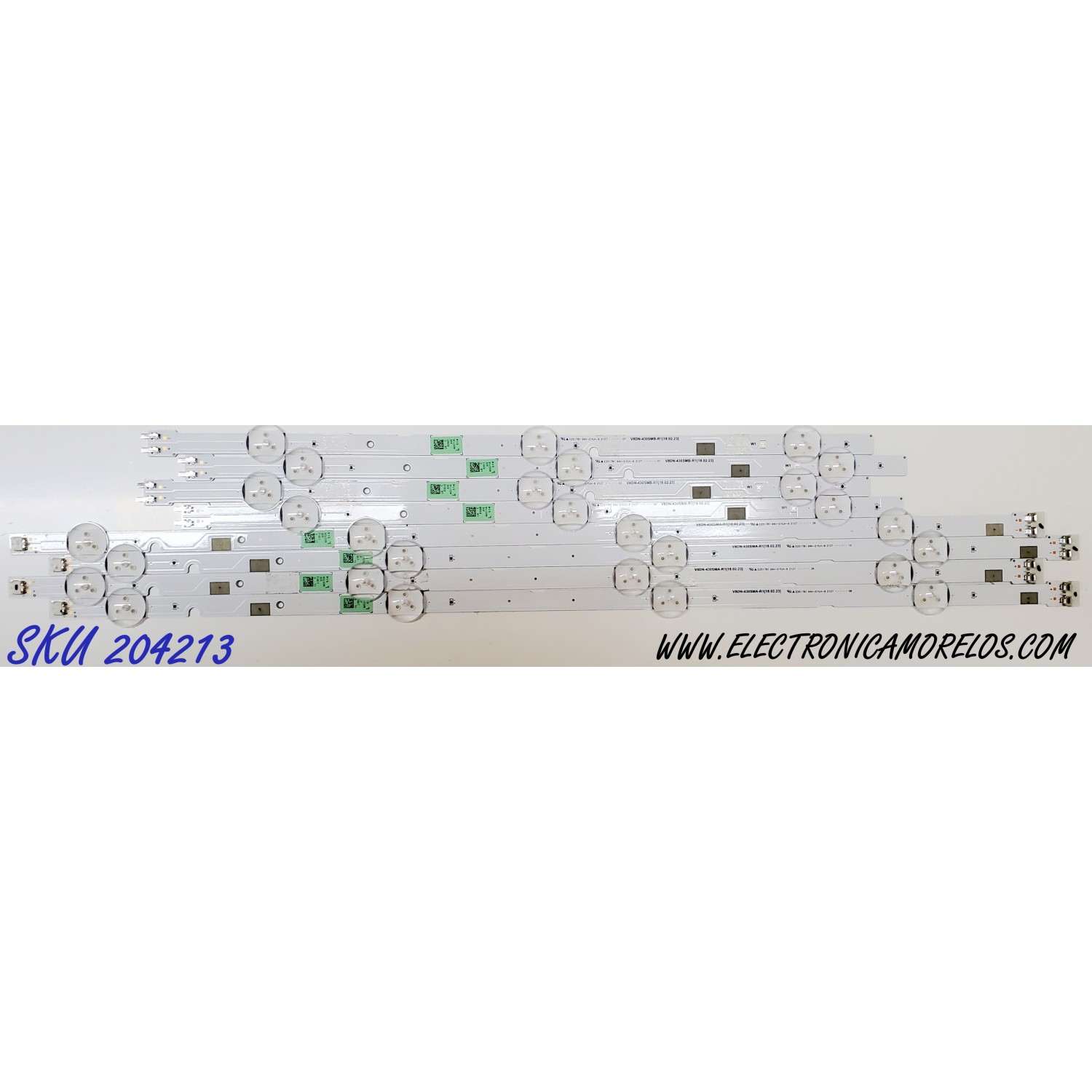 KIT DE LED'S PARA TV SAMSUNG ((8 PIEZAS)) / NUMERO DE PARTE BN96-46570A / BN96-46571A / V8DN-430SMB-R1 / V8DN-430SMA-R1 / MODELOS UN43J / UE43N / UA43N / HG43AJ / LH43BENELGA/ZX / LH43BERBLGAXGO BA01 / MAS MODELOS EN DESCRIPCIÓN