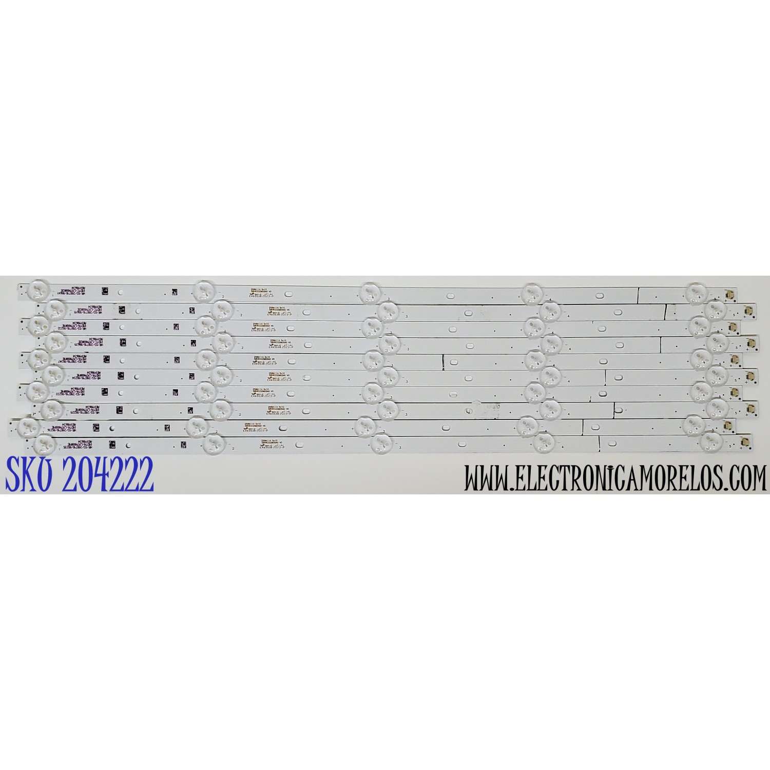 KIT DE LEDS ORIGINAL PARA TV RCA 10 PIEZAS / NUMERO DE PARTE 58HR332M05A0 / D58A114 5*10 / LM7N08R1E / AE0110634 / 58HR332M05A0 V0 / DISPLAY CC580PV1D / MODELO RTU5820 / RHOS581SM-D