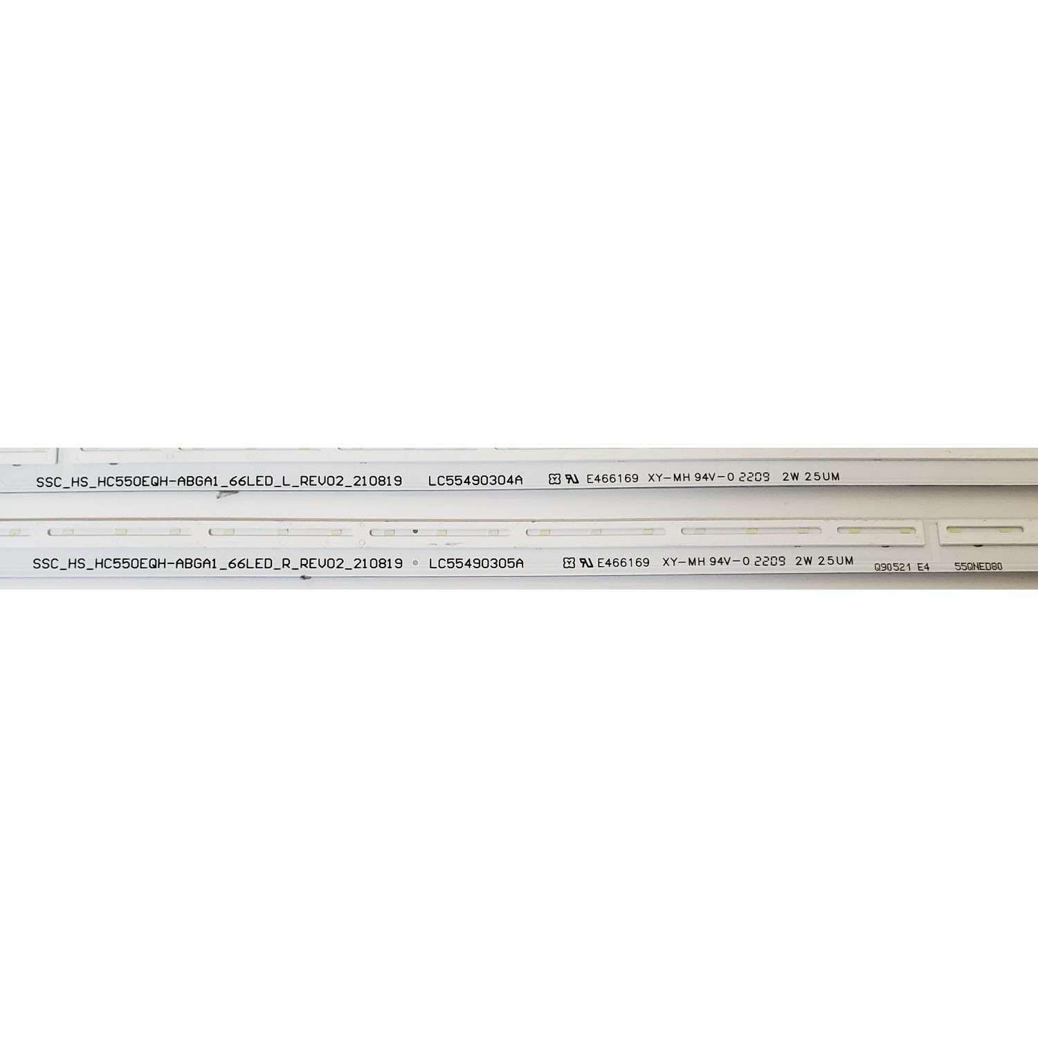 KIT DE LED'S PARA TV LG ((2 PIEZAS)) / NUMERO DE PARTE LC55490304A / LC55490305A / SSC_HS_HC550EQH-ABGA1_66LED_R_REV02_210819 / SSC_HS_HC550EQH-ABGA1_66LED_L_REV02_210819 / MODELO 55QNED80 - Imagen 4