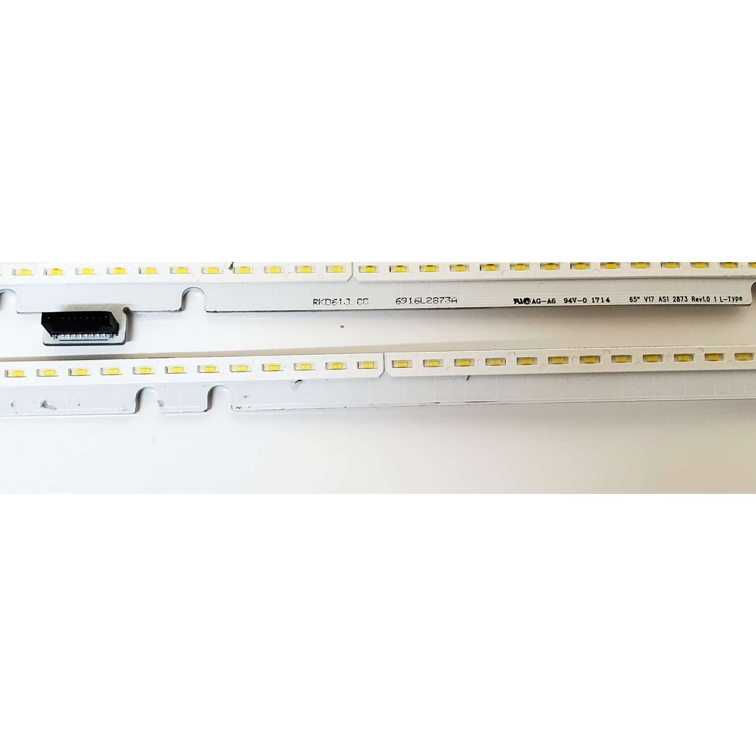 KIT DE LED'S PARA TV LG ((2 PIEZAS)) / NUMERO DE PARTE 6916L-2879A / 6916-2873A / V17 AS1 2873 REV1.0 1 L-TYPE / V17 AS1 2879 REV1.0 1 R-TYPE / 6916L2879A / 69162873A / PANEL LC650EQF-DKM1 / LC650EQF (DK)(M1) / MODELOS 65SJ8500 / 65SJ850T - Imagen 3