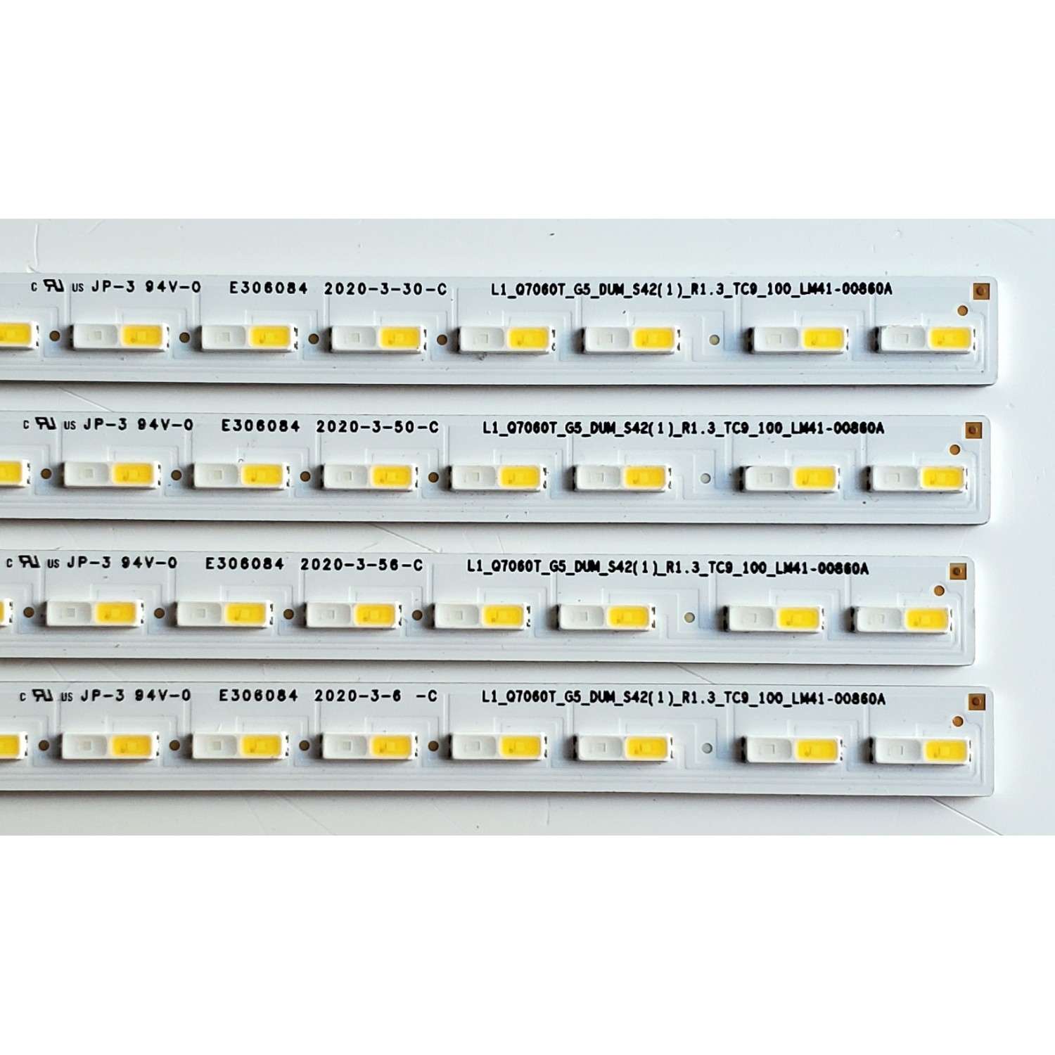 KIT DE LED'S PARA TV SAMSUNG ((4 PIEZAS)) / NUMERO DE PARTE BN96-50386A / LM41-00860A / L1_Q7060T_G5_DUM_S42(1)_R1.3_TC9_100_LM41-00860A / L1_Q7060T_G5_DUM_S42(1)_R1.2_TBC_100_LM41-00860A / MODELOS QN75LS03 / QN75Q60 / QN75Q6D / QN75Q70 / QN75Q7D / HG75T - Imagen 2