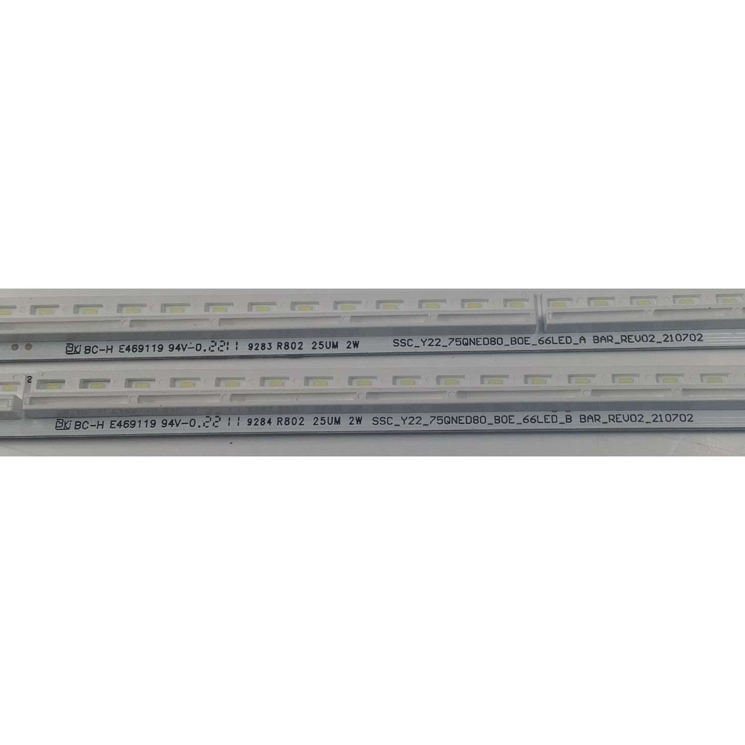 KIT DE LEDS ORIGINAL PARA TV LG 4 PIEZAS / NUMERO DE PARTE 75QNED80_BOE_66LED / SSC_Y22_75QNED80_BOE_66LED_A BAR_REV02_210702 / SSC_Y22_75QNED80_BOE_66LED_B BAR_REV02_210702 / PANEL NC750EQH-ABLH1 / MODELO 75QNED80UQA.BUSGLKR / 75QNED85TAA.BUSFLKR - Imagen 3