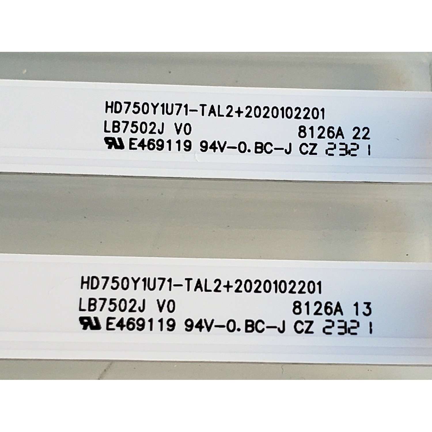 KIT DE LED'S ((NUEVOS)) PARA TV HISENSE / TOSHIBA ((12 PIEZAS)) / NUMERO DE PARTE LB7502J V0 / HD750Y1U71-TAL2+2020102201 / 1253549 / 1249422 / PANEL HD750Y1U71 / MODELOS 75A6G / 75A6H / 75A65H / 75A65K / 75R6E4 / 75R6030 / 75R6030G / 75C350KU - Imagen 2
