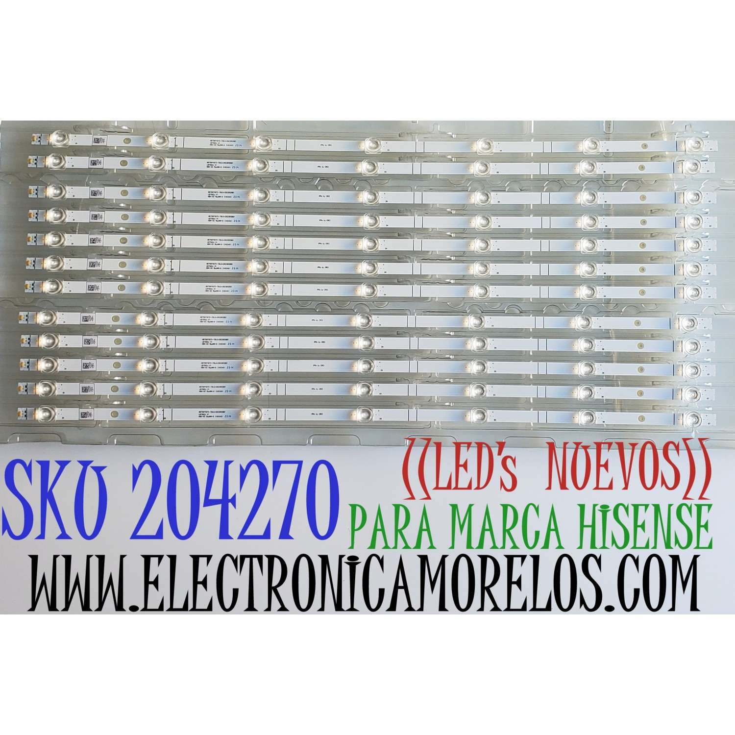 KIT DE LED'S ((NUEVOS)) PARA TV HISENSE ((12 PIEZAS)) / NUMERO DE PARTE LB7502J V1 / HD750Y1U72-T0LG+2023012901 / 1310084S00 / PANEL HD750Y1U72-T0L2 / MODELO 75A65K