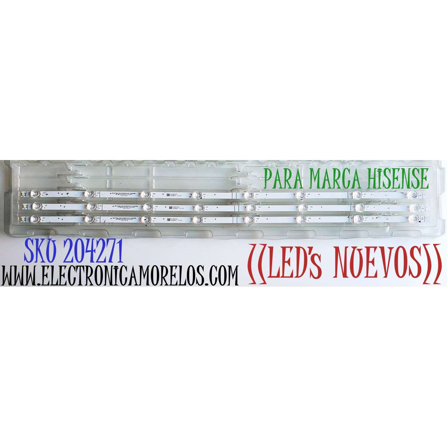 KIT DE LED'S ((NUEVOS)) PARA TV HISENSE ((3 PIEZAS)) / NUMERO DE PARTE HD425Y1U51-T0L6 / 2021012201 / APT-HXLB21008 */ HD425Y1U51-T0L6+2021012201+APT-HXLB21008 / 1264259 / PANEL HD425Y1U51-T0L2 / MODELOS 43A6G / 43A6G / 43R7G5 / 43R6E4 / 43R6G / 43A6H