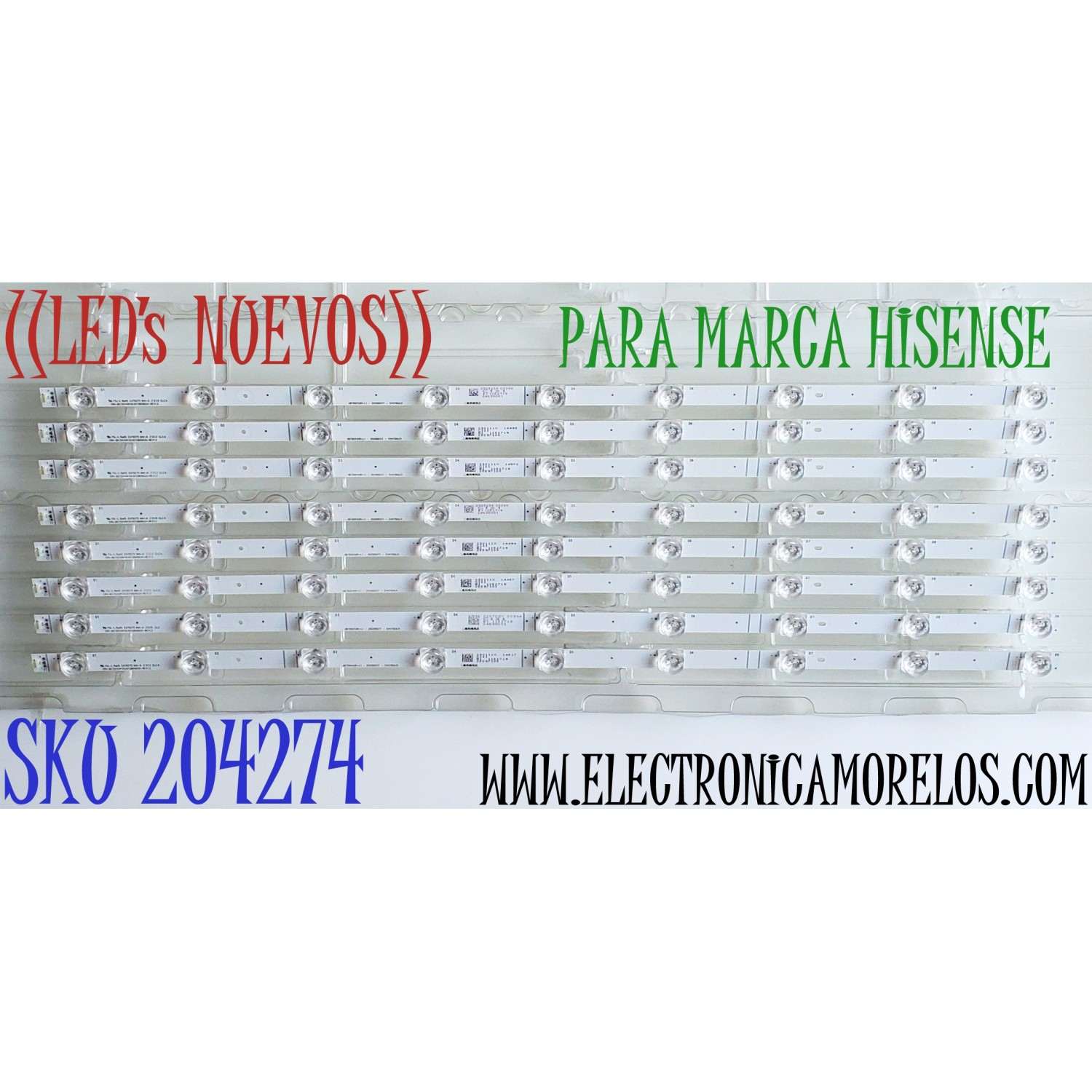 KIT DE LED'S ((NUEVOS)) PARA TV HISENSE ((8 PIEZAS)) / NUMERO DE PARTE CRH-BX70X1U913030T080902H-REV1.2 / HD700X1U91-L1 / 202000217 / SVH700A31 / 1252719 / PANEL HD700X1U91-L1 / CV700U2-T01 / MODELOS 70A6H / 70A6G / 70A65H / 70A61G / 70A6G3 / 70H6570G