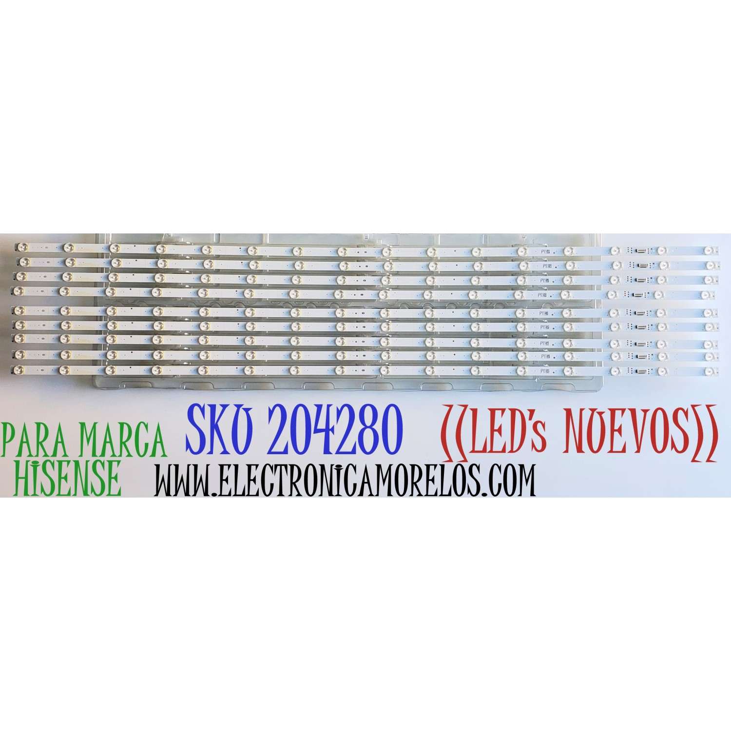 KIT DE LED PARA TV HISENSE ORIGINAL NUEVOS 9 PIEZAS / NUMERO DE PARTE SH55D16-ZC42AG-31 / 303SH550052 / JHD550X3U52-T1L7 / 2020082804 / L2_E5_CDM_S2(8)_V0.8D.10_UBW_8 / 000523 / 1248961 / PANEL JHD550X3U52-T1L7\S0\FJ\GM\ROH / MODELOS 55U7G / 55U7H