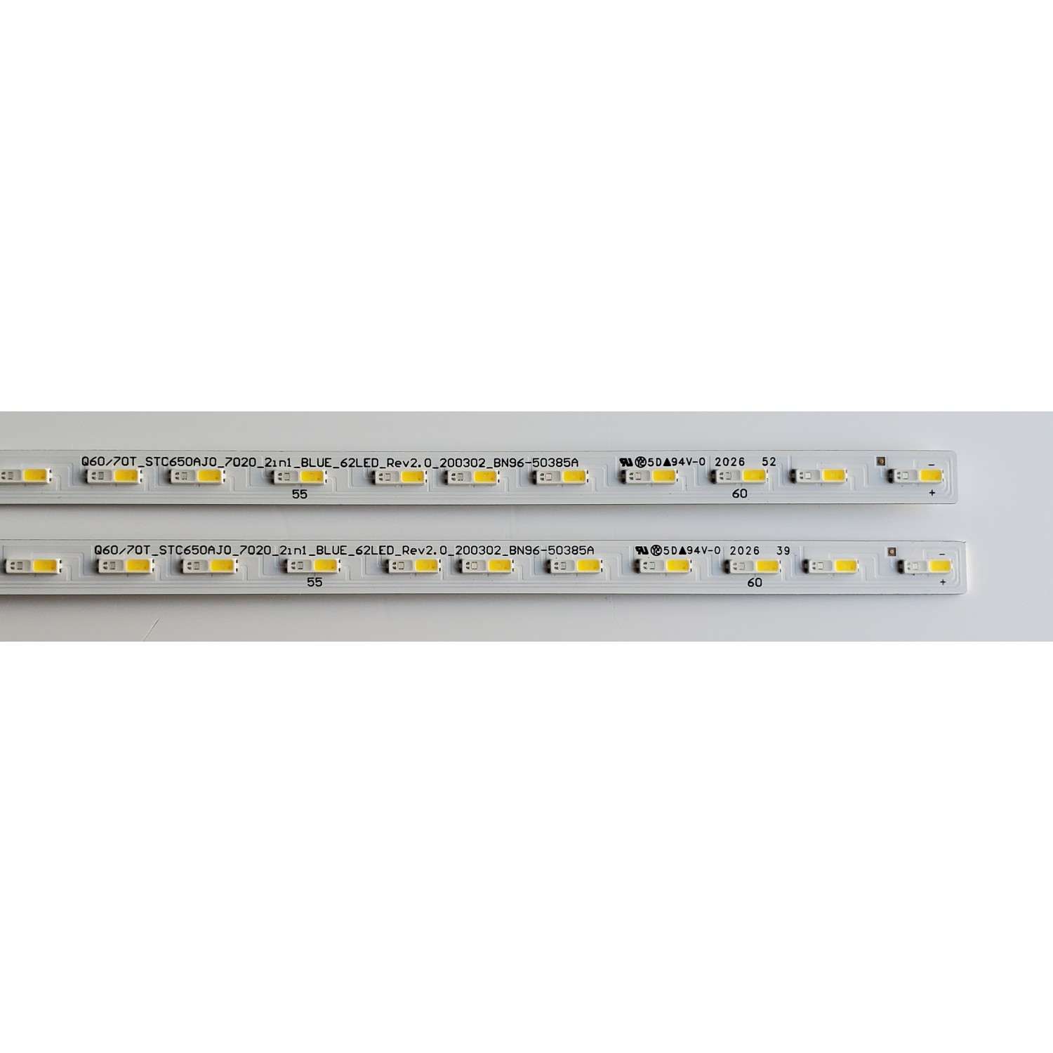 KIT DE LED'S PARA TV SAMSUNG QLED ((2 PIEZAS)) / NUMERO DE PARTE BN96-50385A / STC650AJO / STC650AJ0 / Q60/70T_STC650AJ0_7020_2iN1_BLUE_62LED_REV1.0_191107 / Q60/70T_STC650AJ0_7020_2iN1_BLUE_62LED_REV2.0_200302 / MODELOS QN65Q7DTAFXZA / QN65LS03TAFXZA - Imagen 2