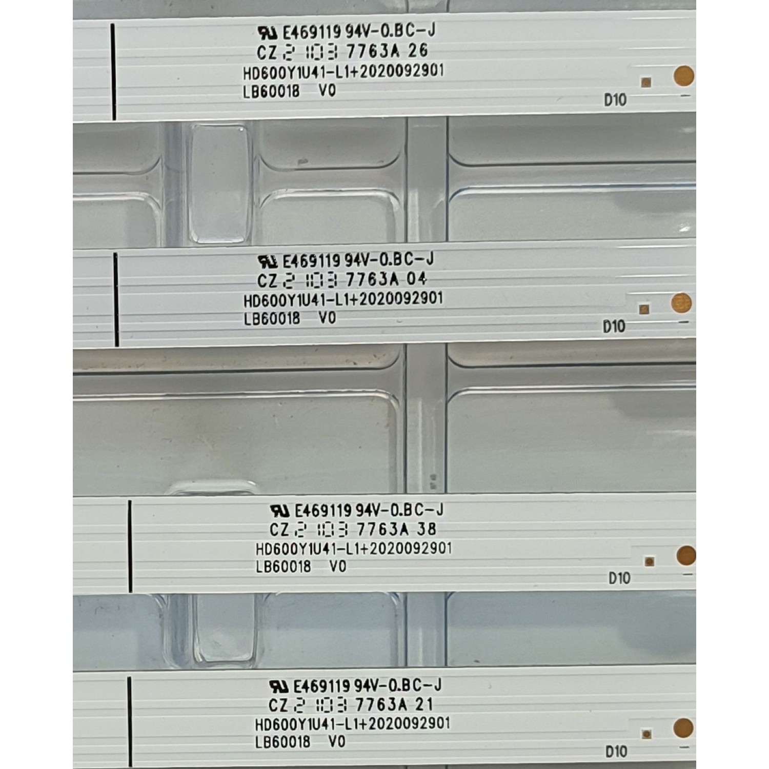 KIT DE LED´S (( NUEVOS )) PARA TV HISENSE (( 5 PZ )) NUMERO DE PARTE LB60018 V0 / HD600Y1U41-L1+2020092901 / 1251061 HE60821 24444 7B26 B1 / MODELO 60A6G - Imagen 4