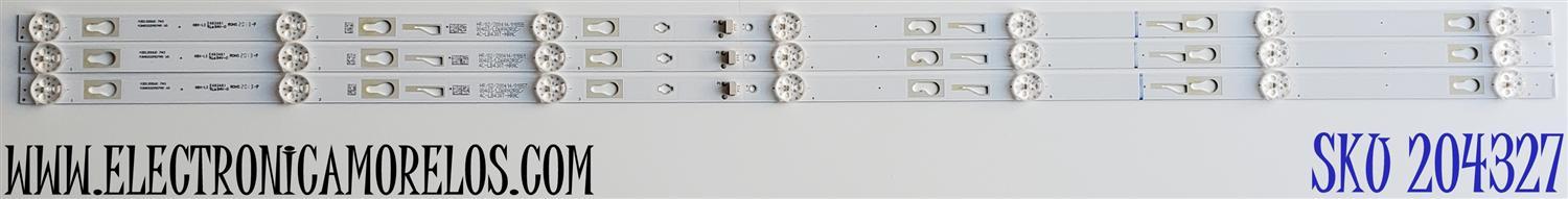 KIT DE LED'S PARA TV EVL ((3 PIEZAS)) / NUMERO DE PARTE 43HR332M07A5 V0 / 43D1200UD / 4C-LB430T-HRAC / LD6RA2R0C / 43D1200UD 7*3 / HBL-L2 / E493461 / PANEL / DISPLAY / MODELO 43EVLS4