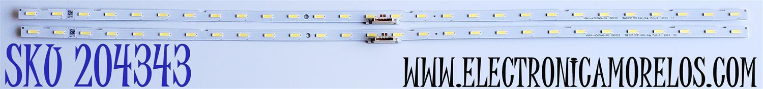 KIT DE LED'S PARA TV SAMSUNG ((2 PIEZAS)) / NUMERO DE PARTE BN96-45954A / V8N1-430SM0-R0 / V8N1-430SM0-R0 180226 / BN9645954A / E251781 / PANEL CY-NN043HGNV1H / MODELO UN43RU7100