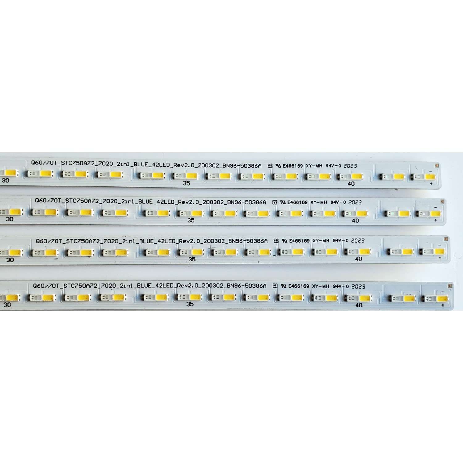 KIT DE LED'S PARA TV SAMSUNG ((4 PIEZAS)) / NUMERO DE PARTE BN96-50386A / Q60/70T_STC750A72_7020_2in1_BLUE_42LED_REV2.0_200302_BN96-50386A / 50386A / PANEL CY-RT075HGHV2H / MODELOS QN75LS03 / QN75Q60 / QN75Q6D / QN75Q70 / QN75Q7D / HG75TS03 - Imagen 2