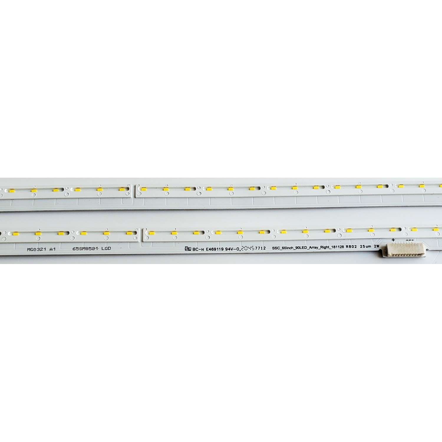 KIT DE LED'S PARA TV LG ((2 PIEZAS)) / NUMERO DE PARTE 65SM8581 / MEK64606501 / E469119 / SSC_65Inch_90LED_Array_Left_181128 / SSC_65Inch_90LED_Array_Right_181128 / PANEL NC650EQG-AAHH1 / MODELOS 65NANO81ANA / 65NAN081ANA / 65SM8100AUA / 65SM8600PUA - Imagen 2