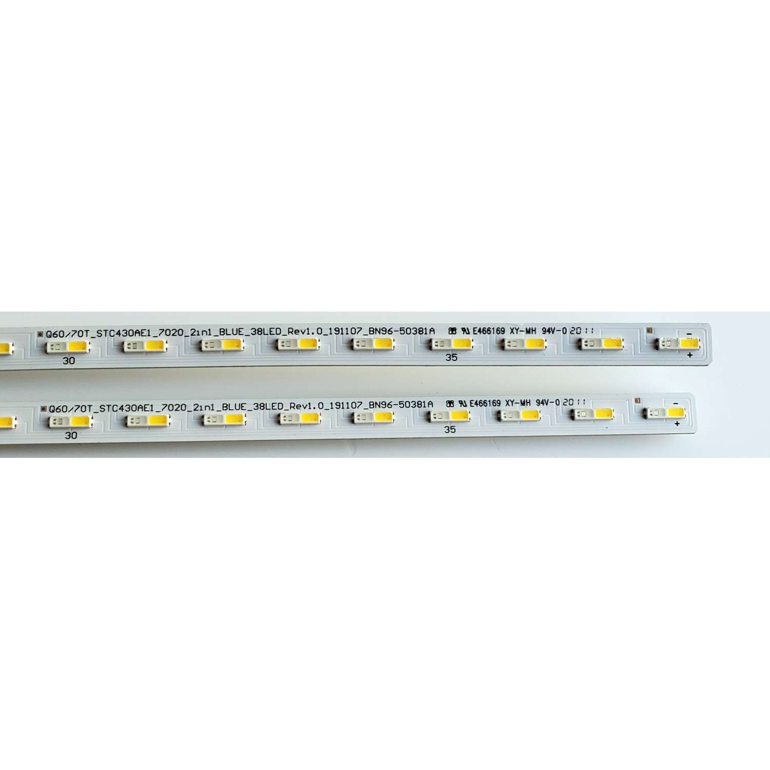 KIT DE LED'S PARA TV SAMSUNG ((2 PIEZAS)) / NUMERO DE PARTE BN96-50381A / STC430AE1 / Q60/Q70T_STC430AE1_7020_2in1_BLUE_38LED_REV1.0_191107 / 50381A / PANEL CY-RT043HGAV2H / MODELO QN43Q60 / QN43Q60TAFXZA - Imagen 3