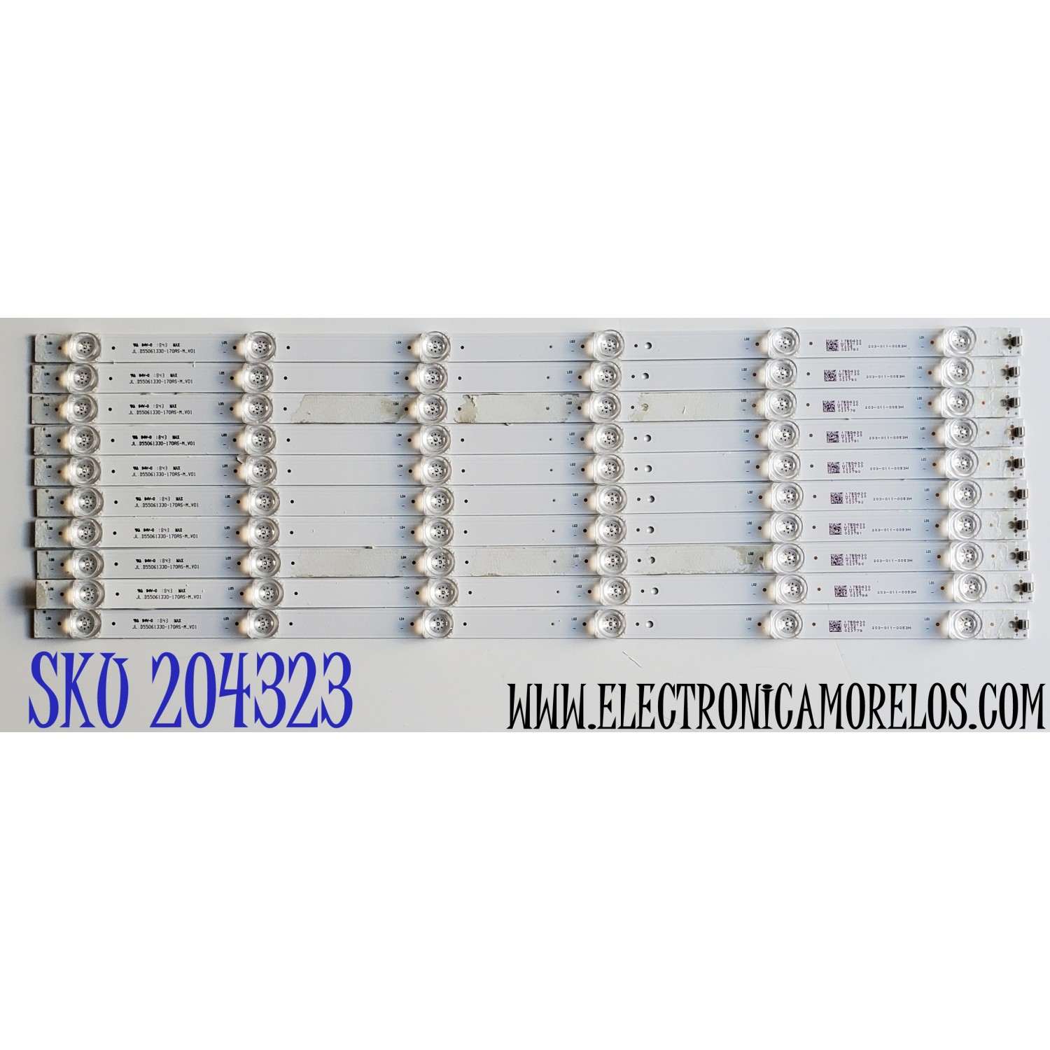 KIT DE LED'S PARA TV POLAROID ((10 PIEZAS)) / NUMERO DE PARTE JL.D55061330-170AS-M_V01 / JL.D55061330-170AS-M V01 / D55061330 / 203-011-0053H / /PANEL LSC550FN11-201 / DISPLAY LSC550FN11-906 / MODELO 55T7U