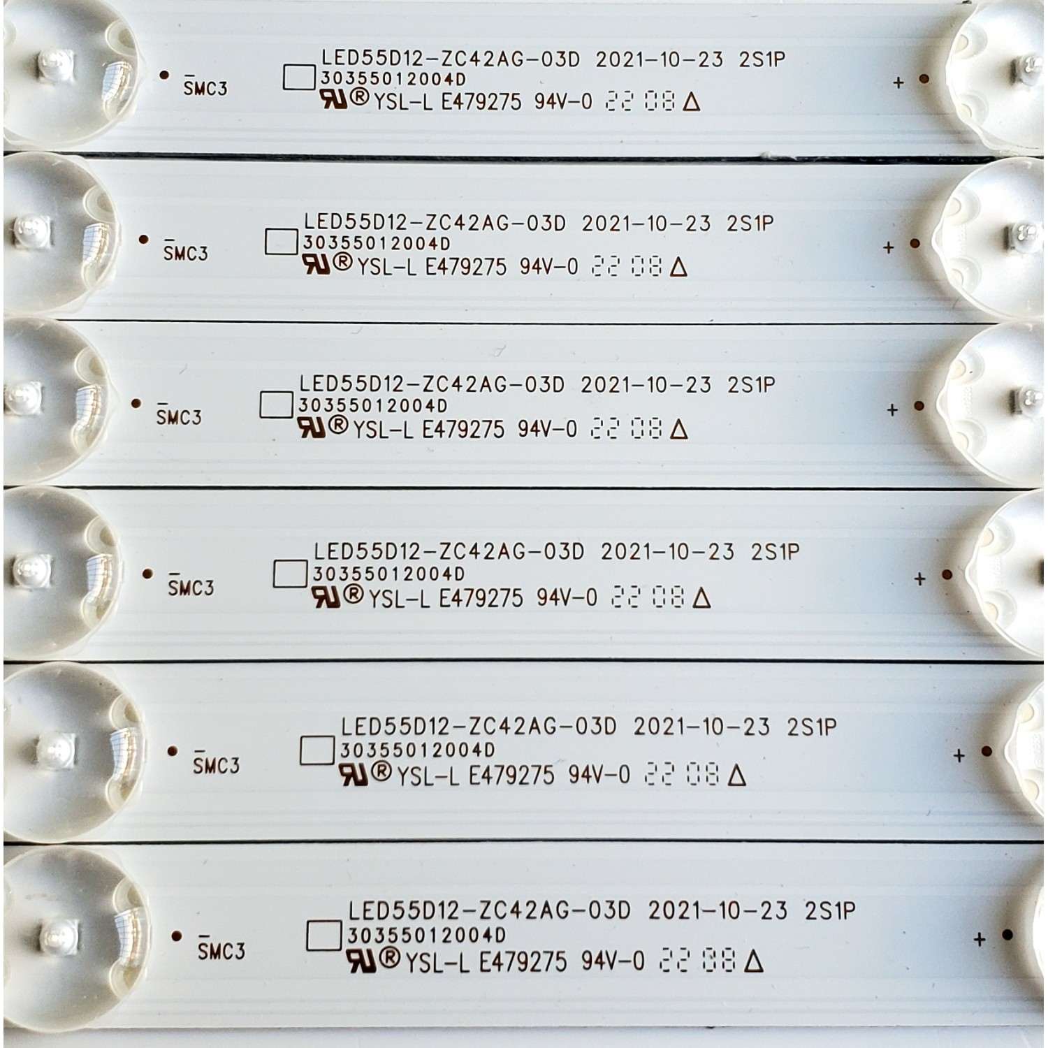 KIT DE LED'S PARA TV ONN ((6 PIEZAS)) / NUMERO DE PARTE LED55D12-ZC42AG-03D / 30355012004D / YSL-L E479275 / DISPLAY V550DJ2-Q01 REV.D1 / MODELO 100071701 ((55 PULGADAS)) - Imagen 2