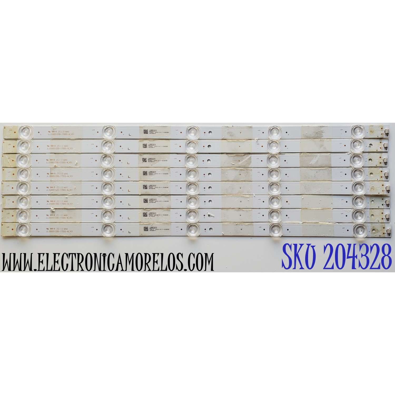 KIT DE LED'S PARA TV POLAROID ((8 PIEZAS)) / NUMERO DE PARTE JL.D50051330-170DS-M_V01 / 19AF430 / D200311 / 203-011-0069H / T301 / PANEL CC495PU1L01 / DISPLAY V500DJ6-QE1 / MODELOS 50T7U / WT50U7