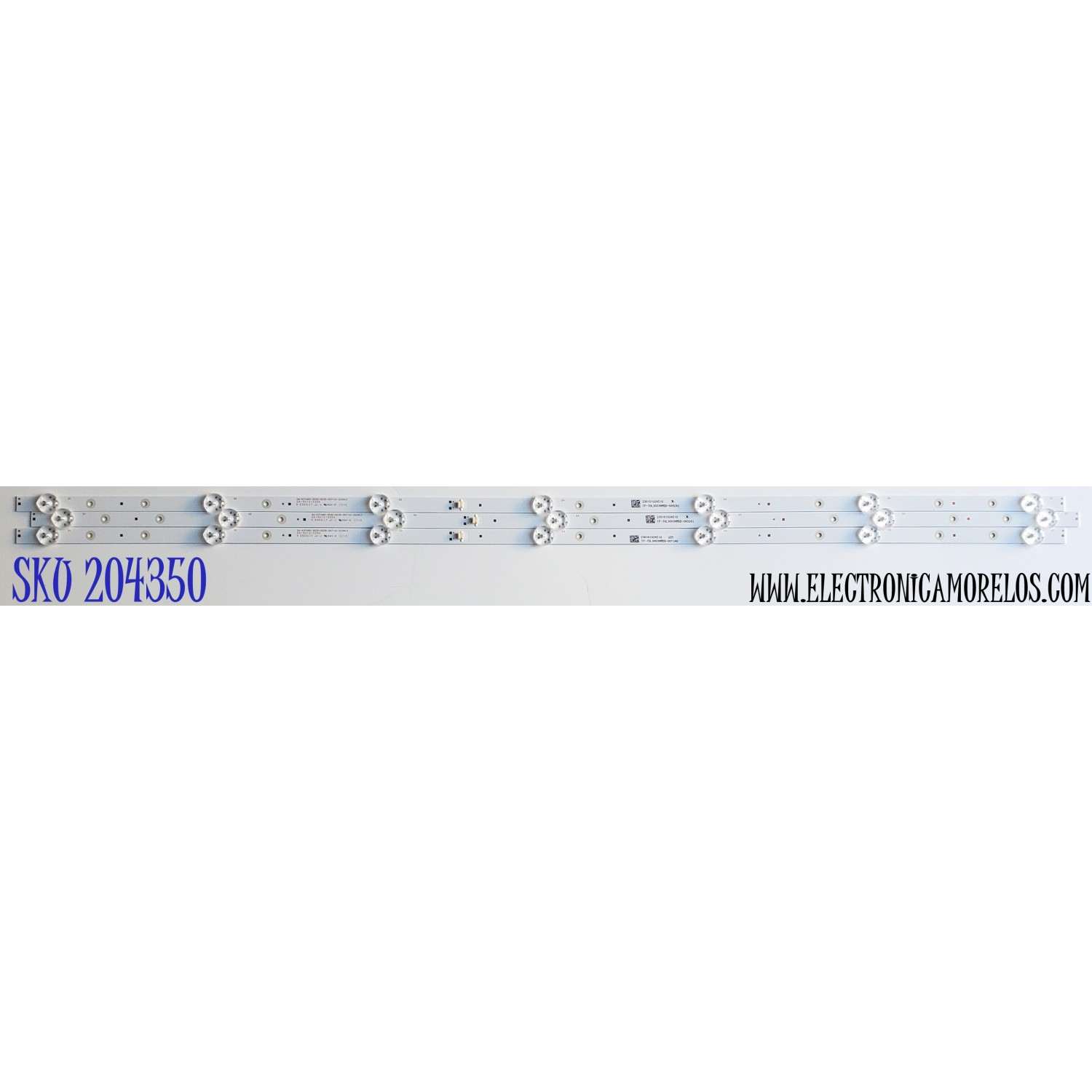 KIT DE LED'S PARA TV WESTINGHOUSE ((3 PIEZAS)) / NUMERO DE PARTE 261501013350 / 06-43T680-3030-0D35-3X7-V1-210413 / E503117 / 230101024510 / PANEL HK430WLEDM-JH4KH / DISPLAY PT430GT01-3 VER.1.0 / MODELOS WR43UX4210 / WR43UT4210 / WR43UT4212