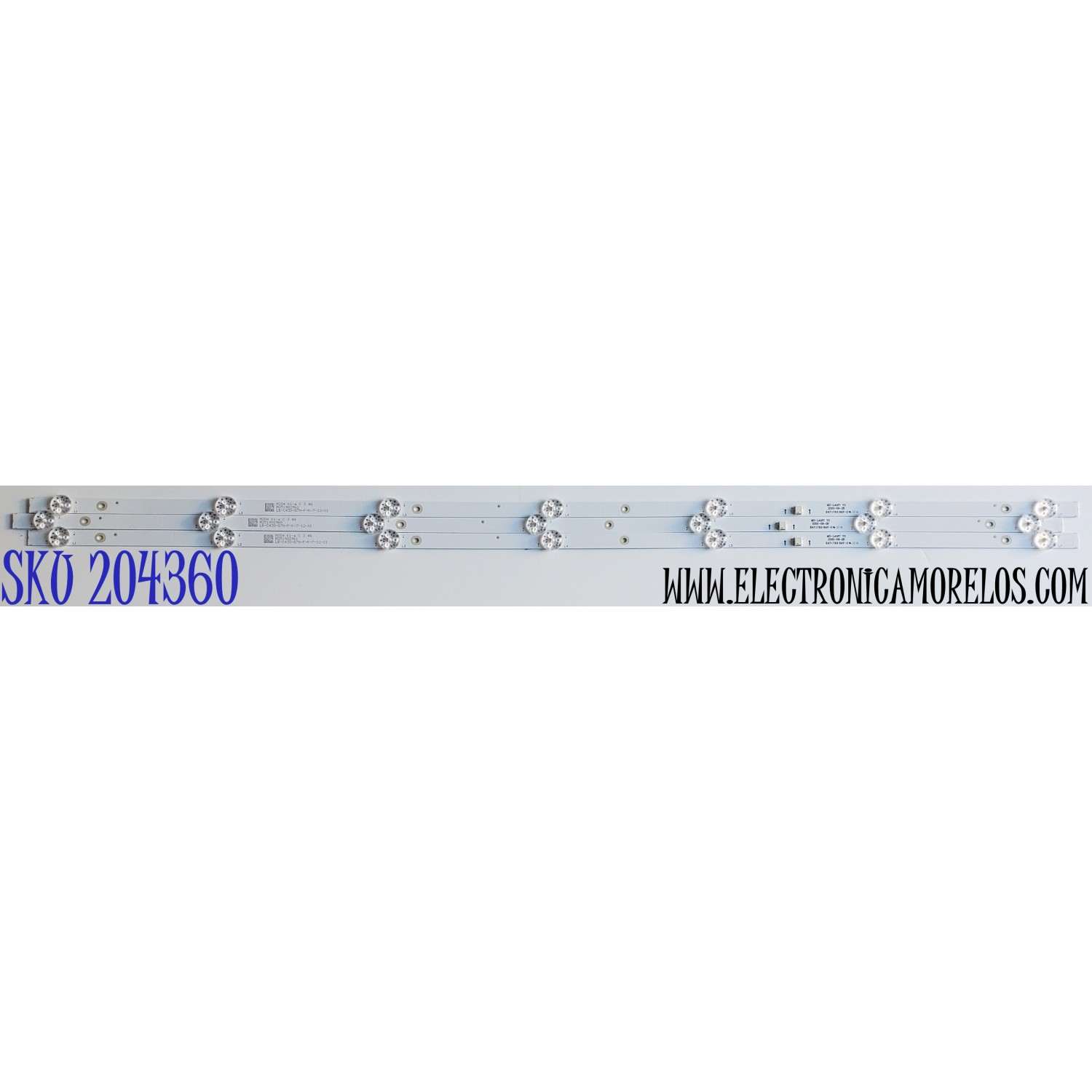 KIT DE LED'S PARA TV WESTINGHOUSE ((3 PIEZAS)) / NUMERO DE PARTE MS-L4167 V2 / LB-C430-G7N-F-K-7-12-X1 / E471763 94V-0 / PANEL C430Y19-5C / DISPLAY PT430CT02-4 VER1.1 / MODELO WR43FX2212