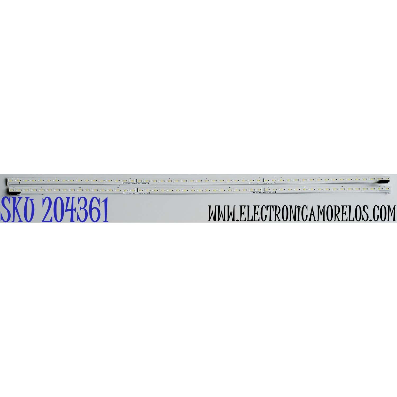 KIT DE LED'S PARA TV LG ((2 PIEZAS)) / NUMERO DE PARTE 6916L-3024A / 6916L-3025A / 3025A / 3024A / 43" V17 ART3 3024 REV0.2 2 L-TYPE / 43" V17 ART3 3025 REV0.2 2 R-TYPE / PANEL LC430EGG (FK)(M1) / MODELO 43UJ750V-ZB / 43UJ750V-ZB.BEUYLJP
