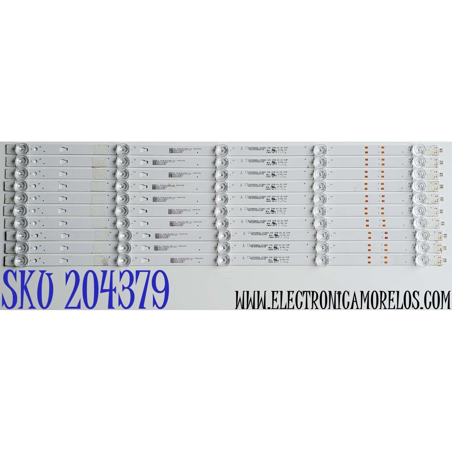 KIT DE LED'S PARA TV ONN ((10 PIEZAS)) / NUMERO DE PARTE LED55D05A-ZC29AG-02D / 30355005214D / E78030 94V-0 / 5500M005 / 210731BF3 / MODELO 100012586 ((55'' PULGADAS))