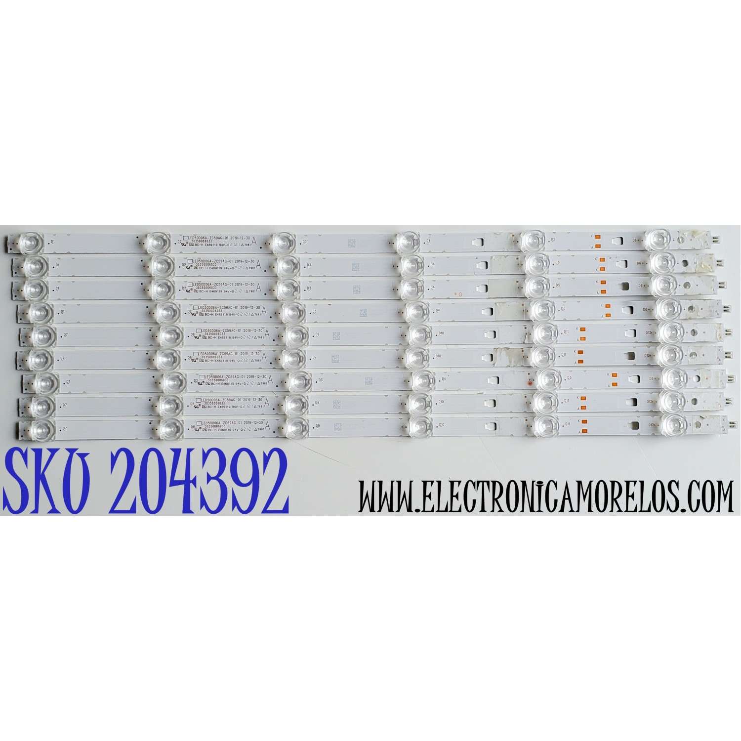 KIT DE LED'S PARA TV CONTINENTAL EDISON ((9 PIEZAS)) / NUMERO DE PARTE LED50D06A-ZC59AG-01 / 30350006033 / E469119 / 50000M73 / 210602BC05 / MODELO CEQLED50SA21