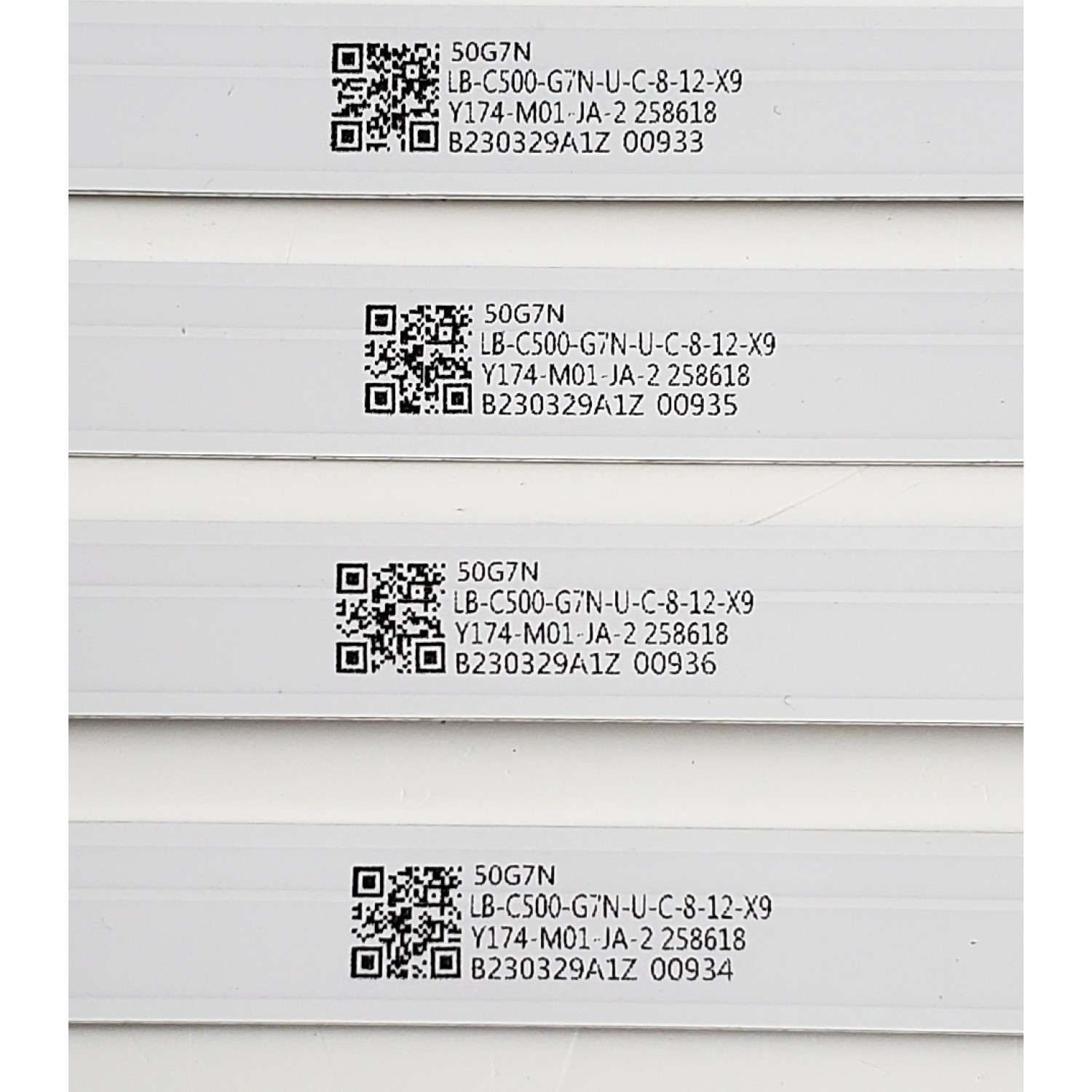 KIT DE LED'S PARA TV WESTINGHOUSE 4 PIEZAS ORIGINALES / NUMERO DE PARTE CRH-ZG50G7N3030080494KREV1.5 / 50G7N / YH-02 94V-0 E519757 / LB-C500-G7N-U-C-8-12-X9 / B230329A1Z / Y174-M01-JA-2 258618 / PANEL C500Y19-5C / DISPLAY HF500QUB-F20 / MODELO WR50UX4012 - Imagen 3