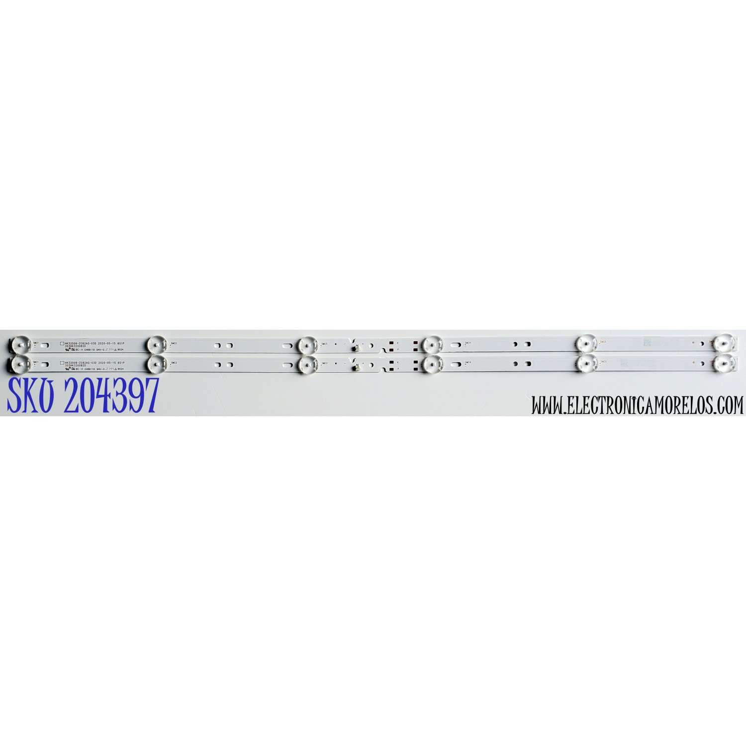 KIT DE LED'S PARA TV WESTINGHOUSE ((2 PIEZAS)) / NUMERO DE PARTE HK32D06-ZC62AG-03D / 303HK320082D / 2010093388 / 230101020080 / 211127AC07 / HK320M50 / PANEL HK315LEDM-JH800 / DISPLAY PT320AT03-1 VER.1.B / MODELO WD32HX1201